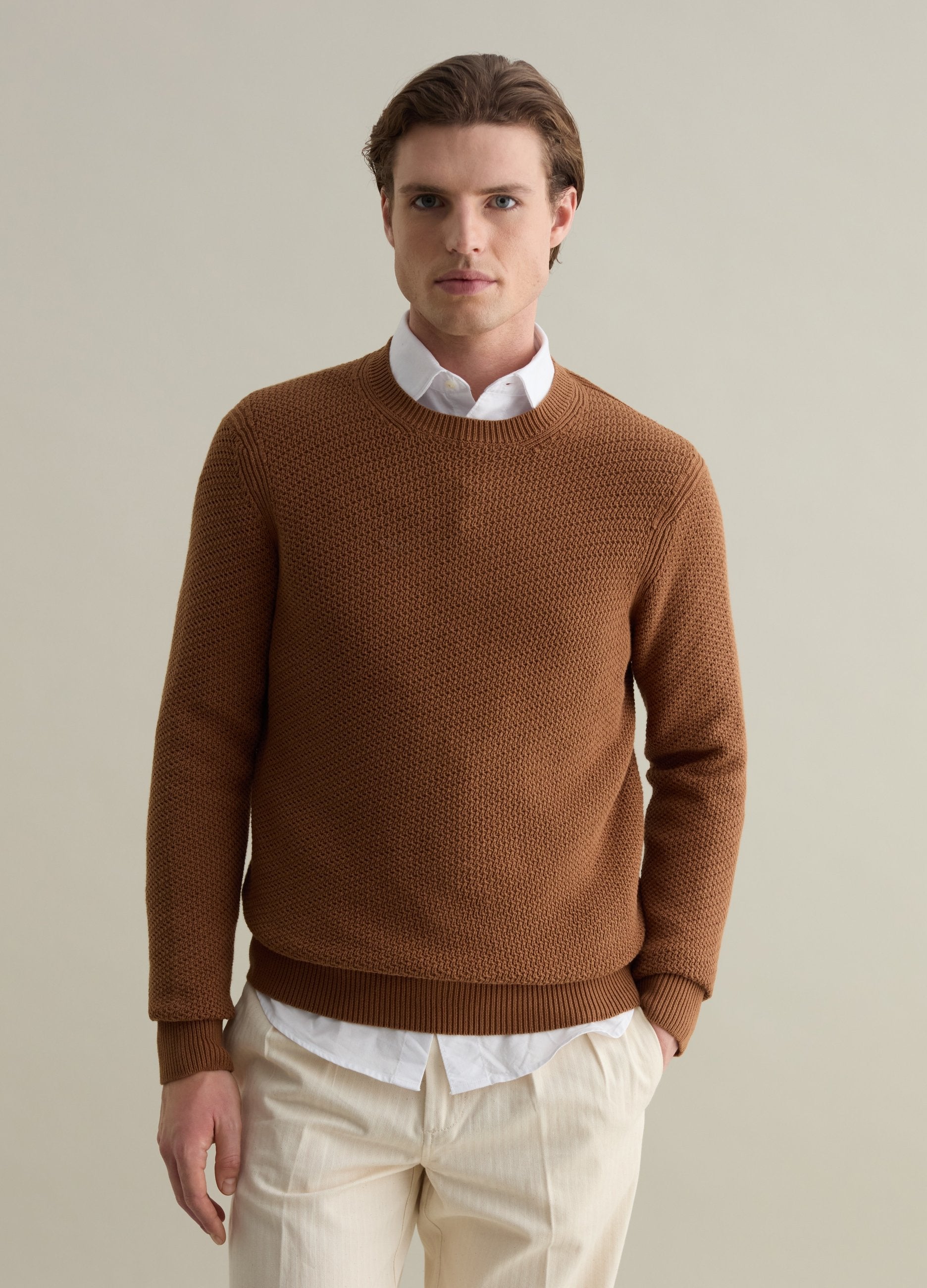 Pullover In Cotone Con Trama Lavorata