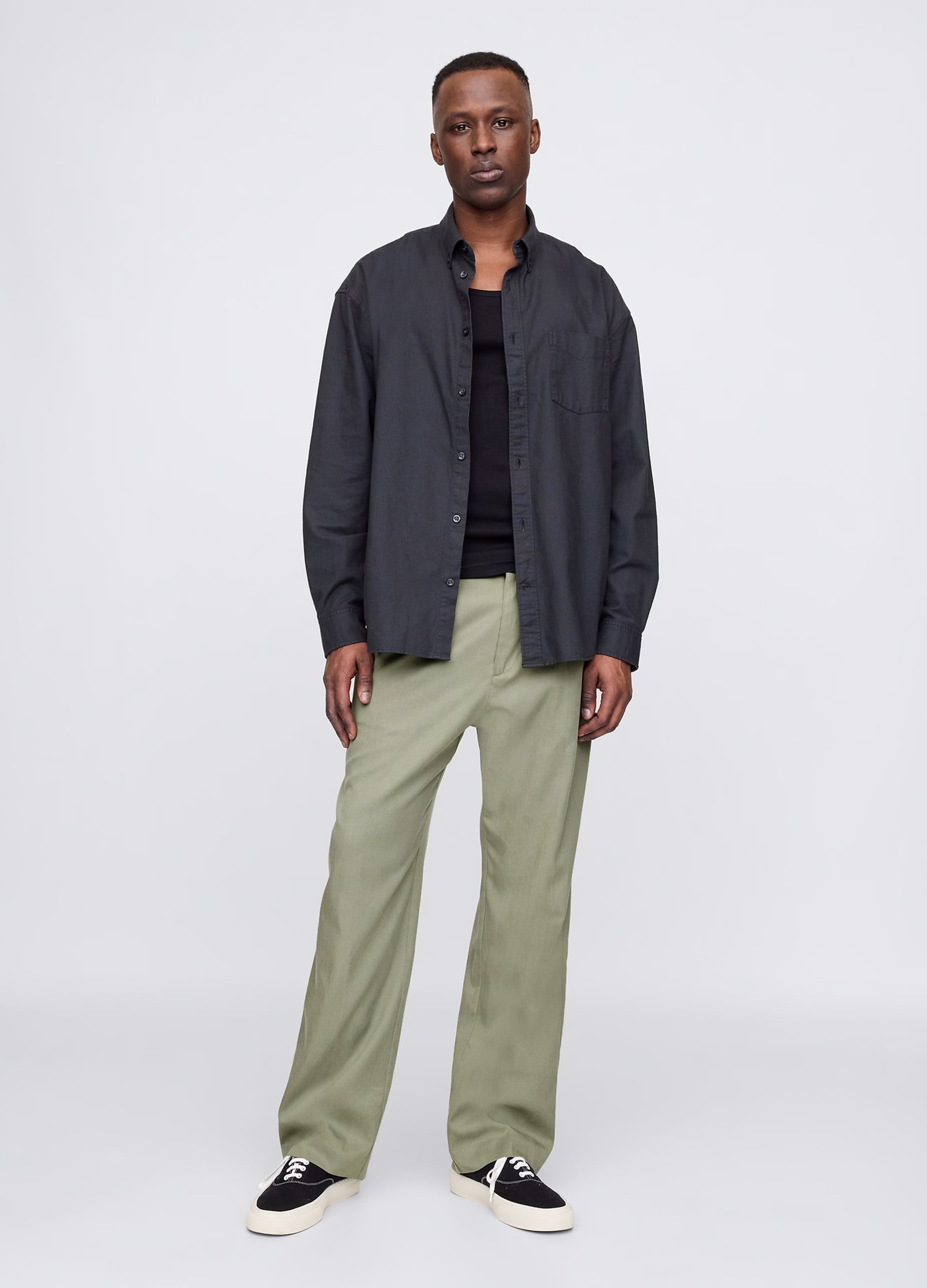 Pantaloni A Gamba Larga In Lyocell E Cotone
