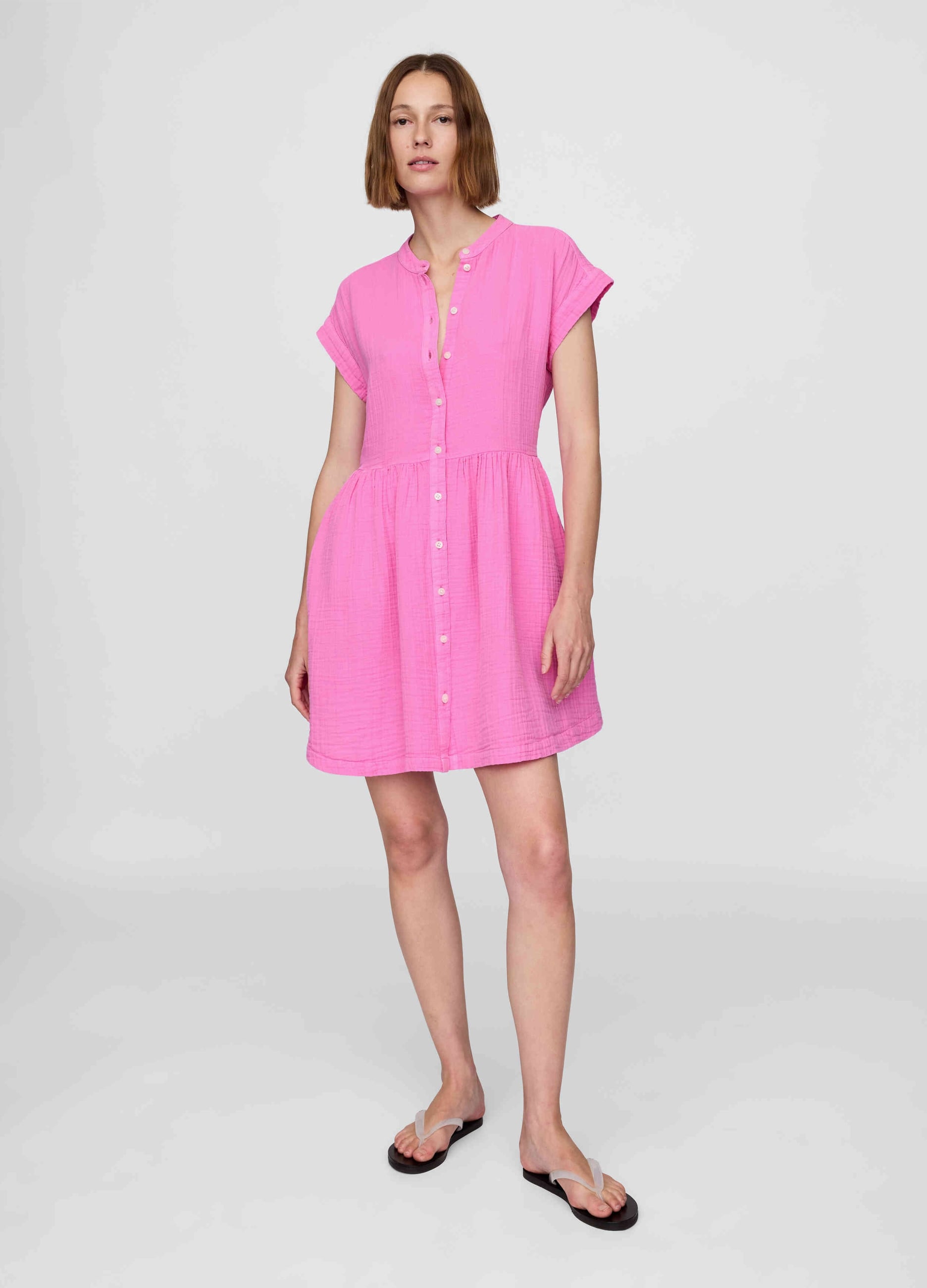 Abito Chemisier In Puro Cotone Rosa