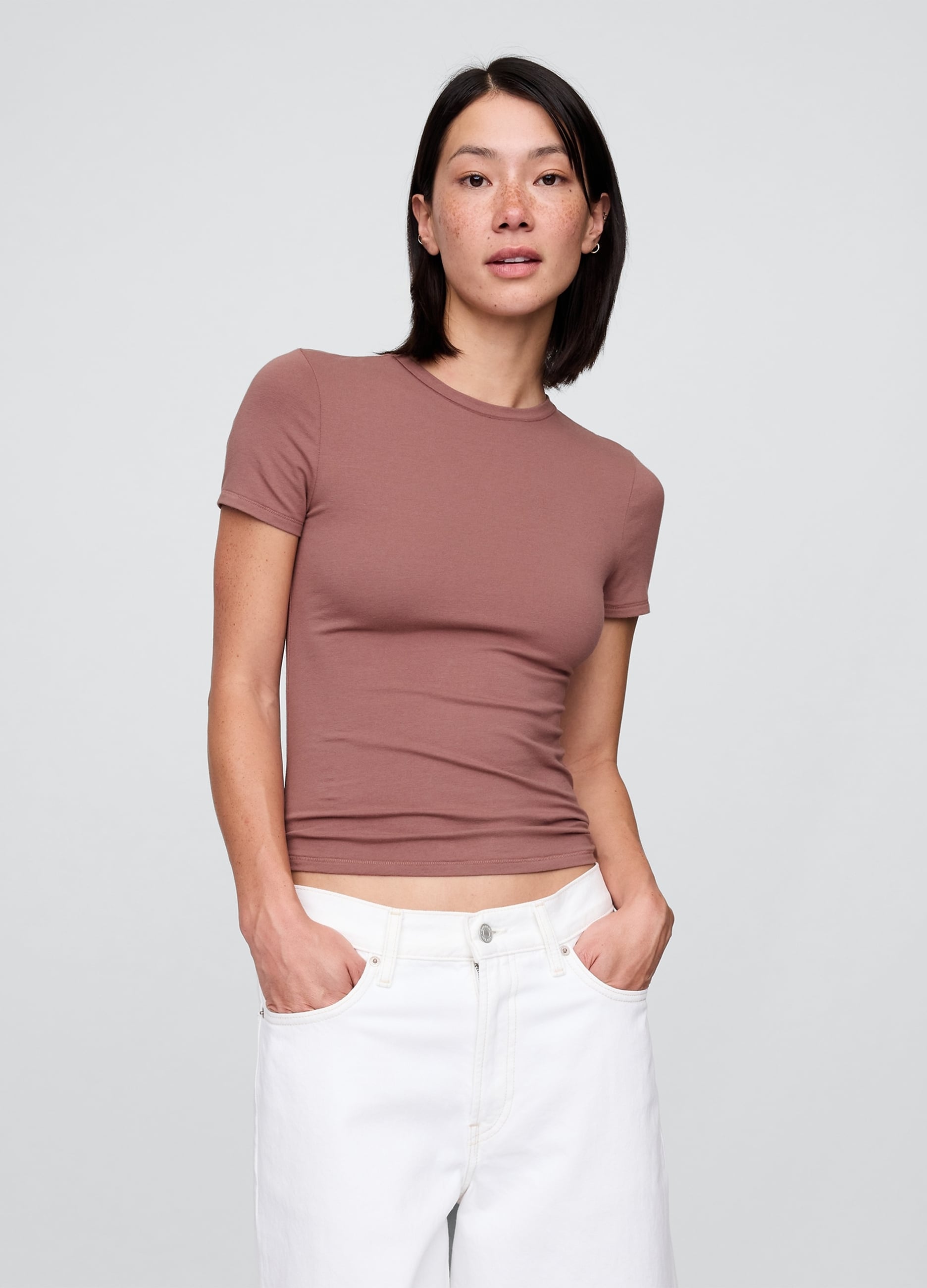 T-shirt Elasticizzata A Maniche Corte
