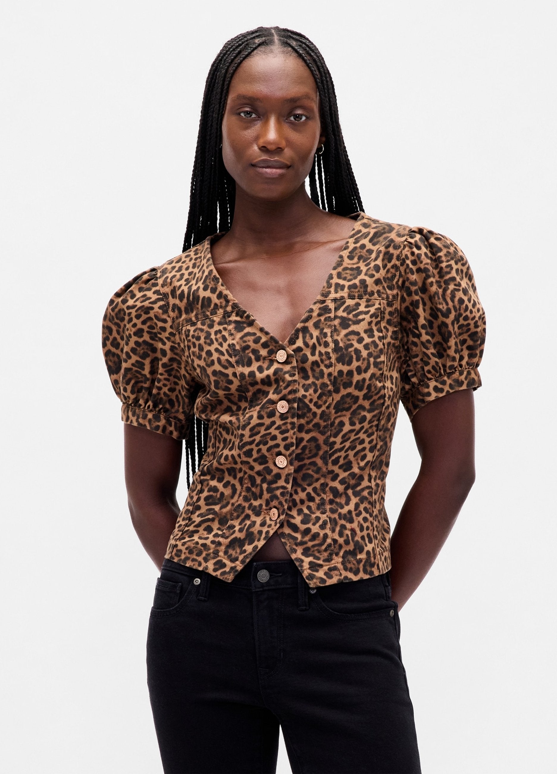 Camicia Con Stampa Leopardata