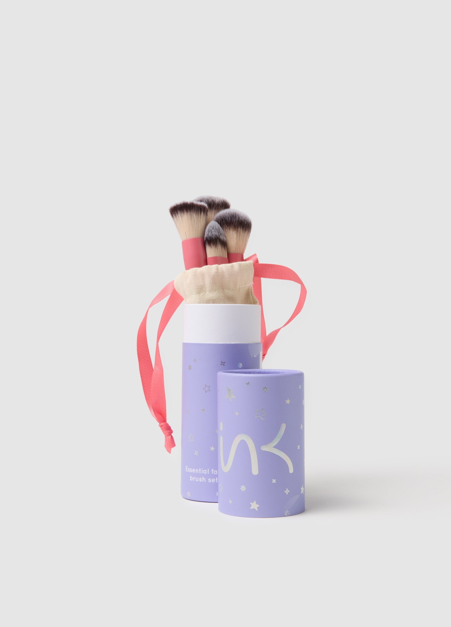 Pink Essential Face Brush Set - Kit 4 Pennelli Viso E Décolleté