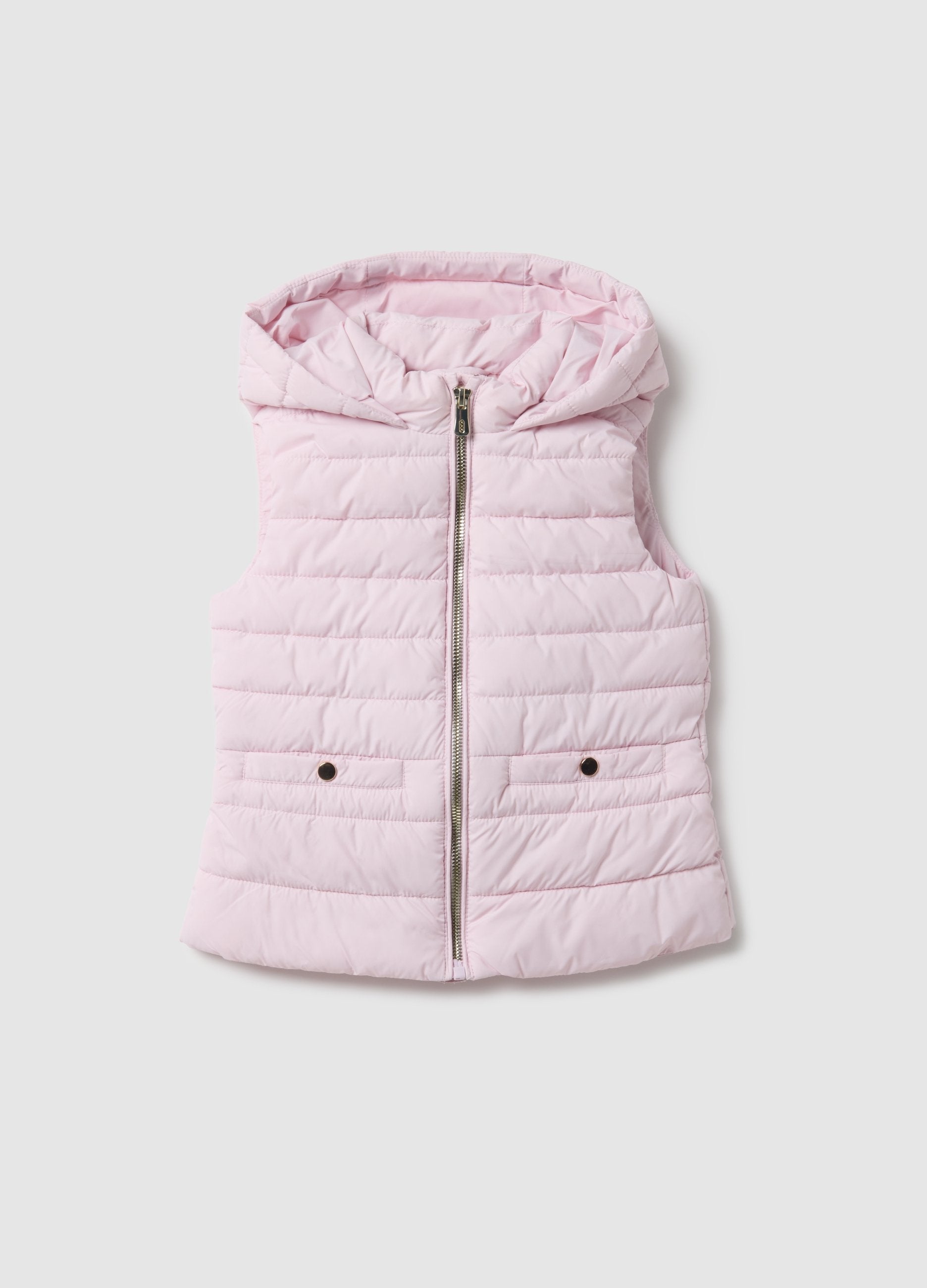Gilet Ultralight Imbottito Rosa Da Bambina Regular Fit Con Cappuccio