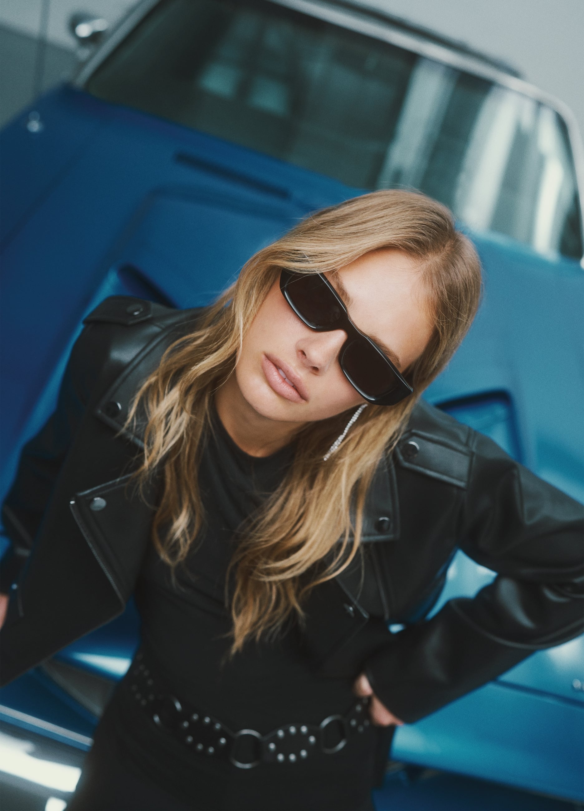 Giacca Biker Nera Regular Fit Con Dettagli Metallici E Zip Diagonale