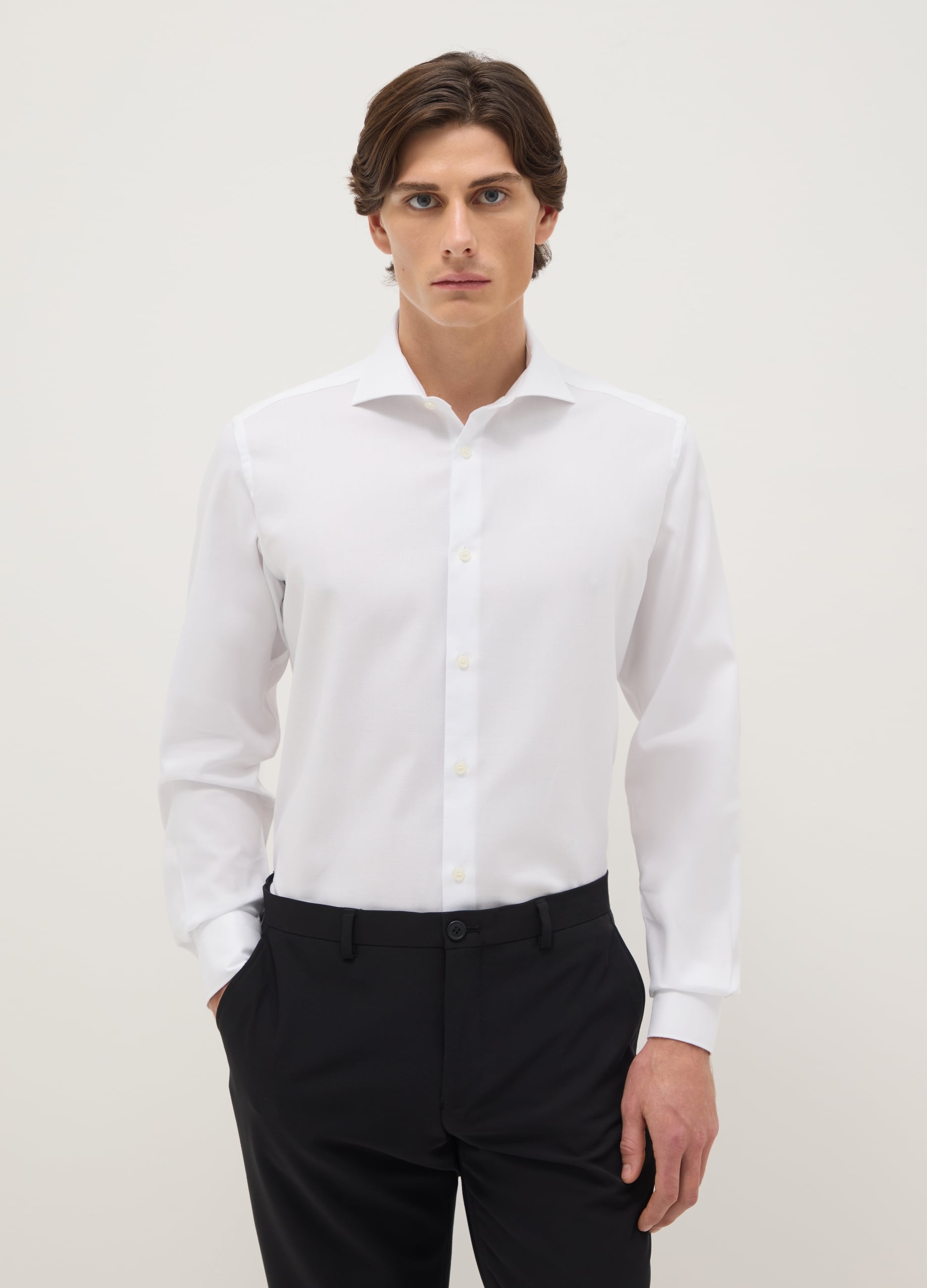 Camicia Bianca In Puro Cotone Easy Iron Slim Fit