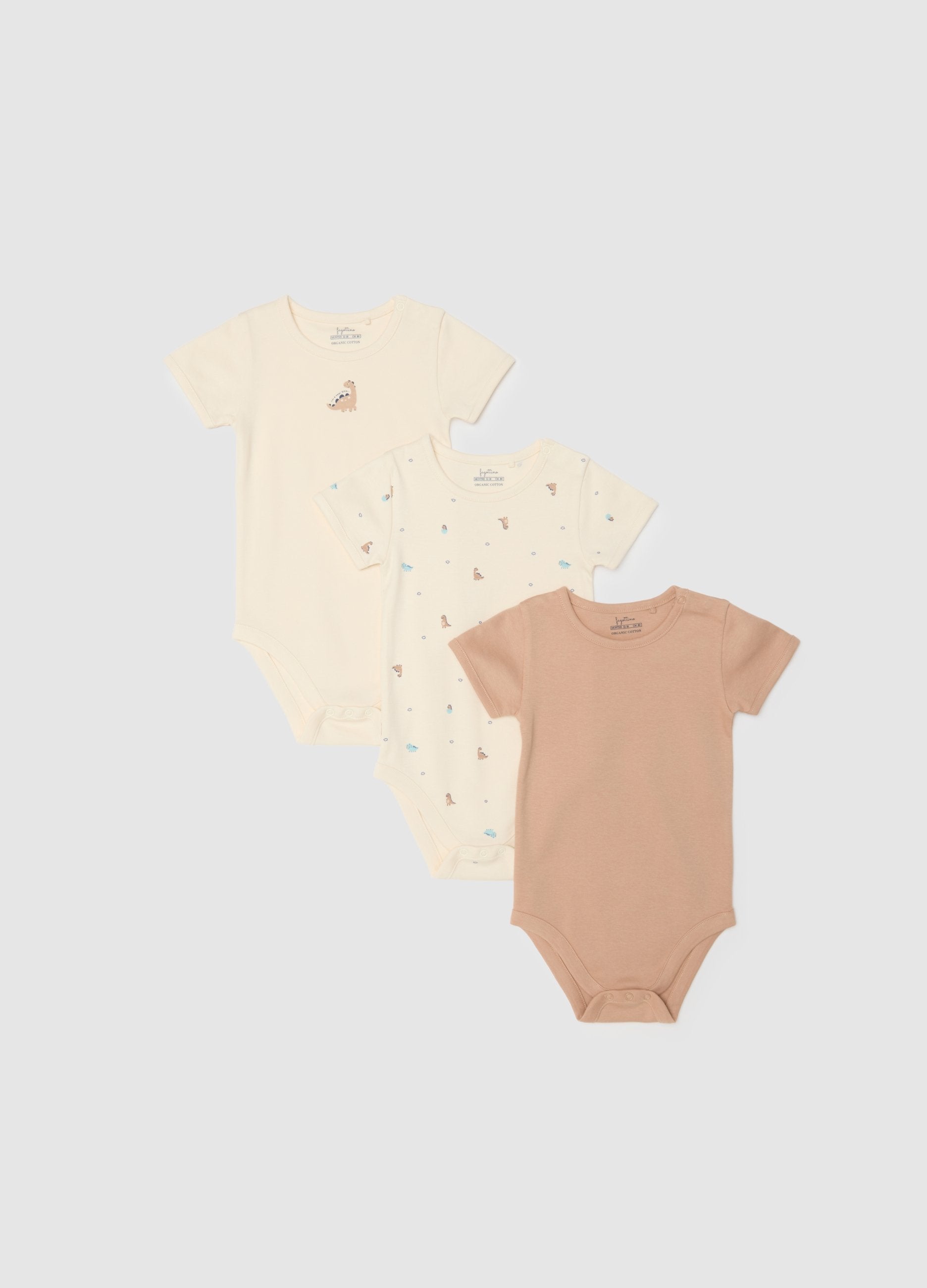 Tripack Body A Maniche Corte Multicolor Da Neonato In Puro Cotone