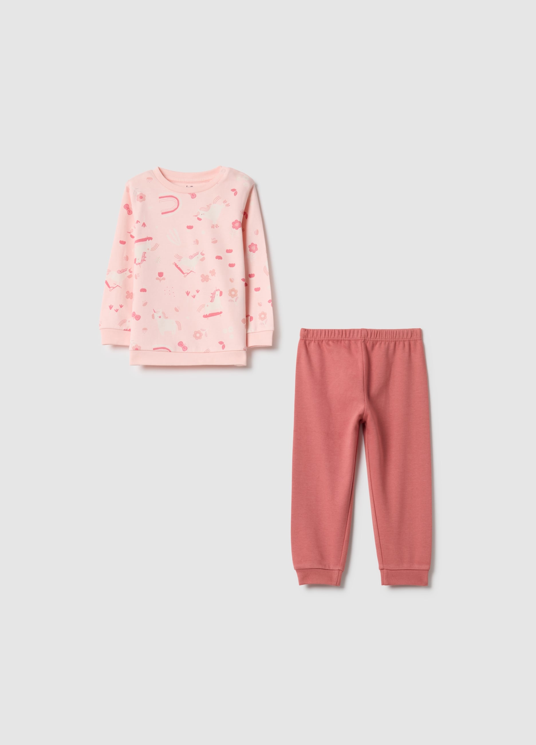 Pigiama In Puro Cotone Multicolor Da Neonata Regular Fit Con Unicorni