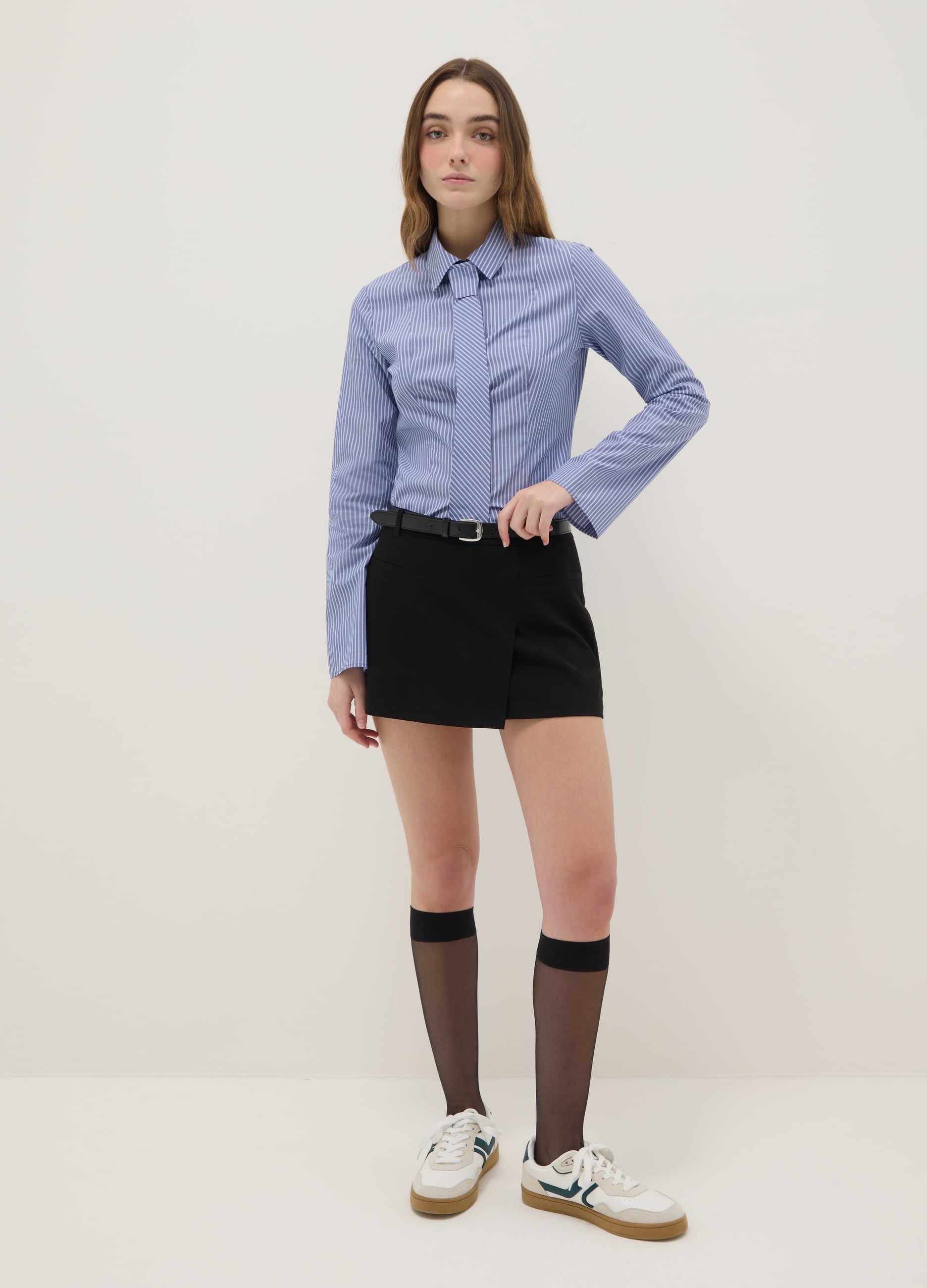 Minigonna Nera Regular Fit Con Cintura