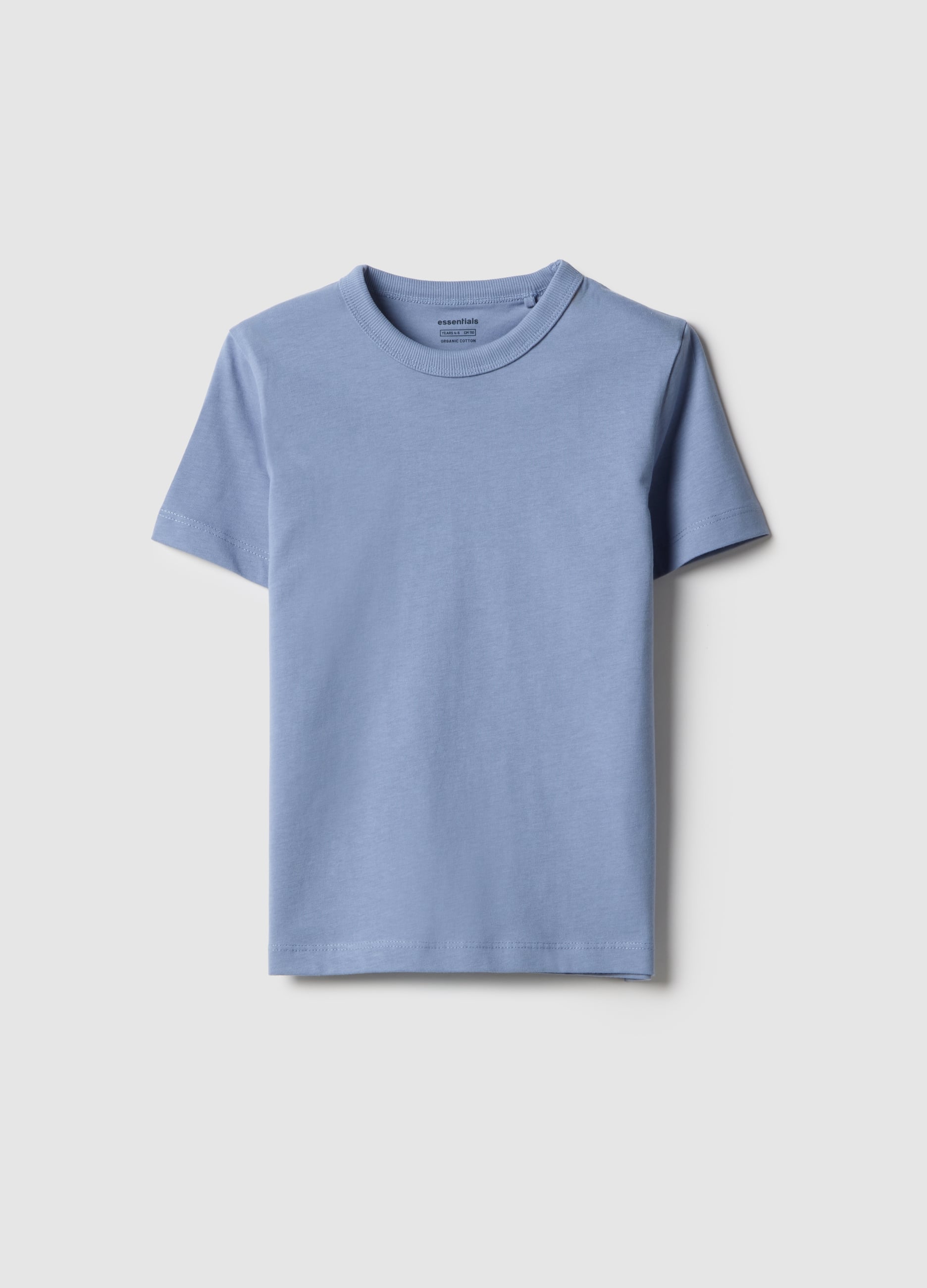 T-shirt Girocollo Azzurra Da Bambino In Puro Cotone Regular Fit