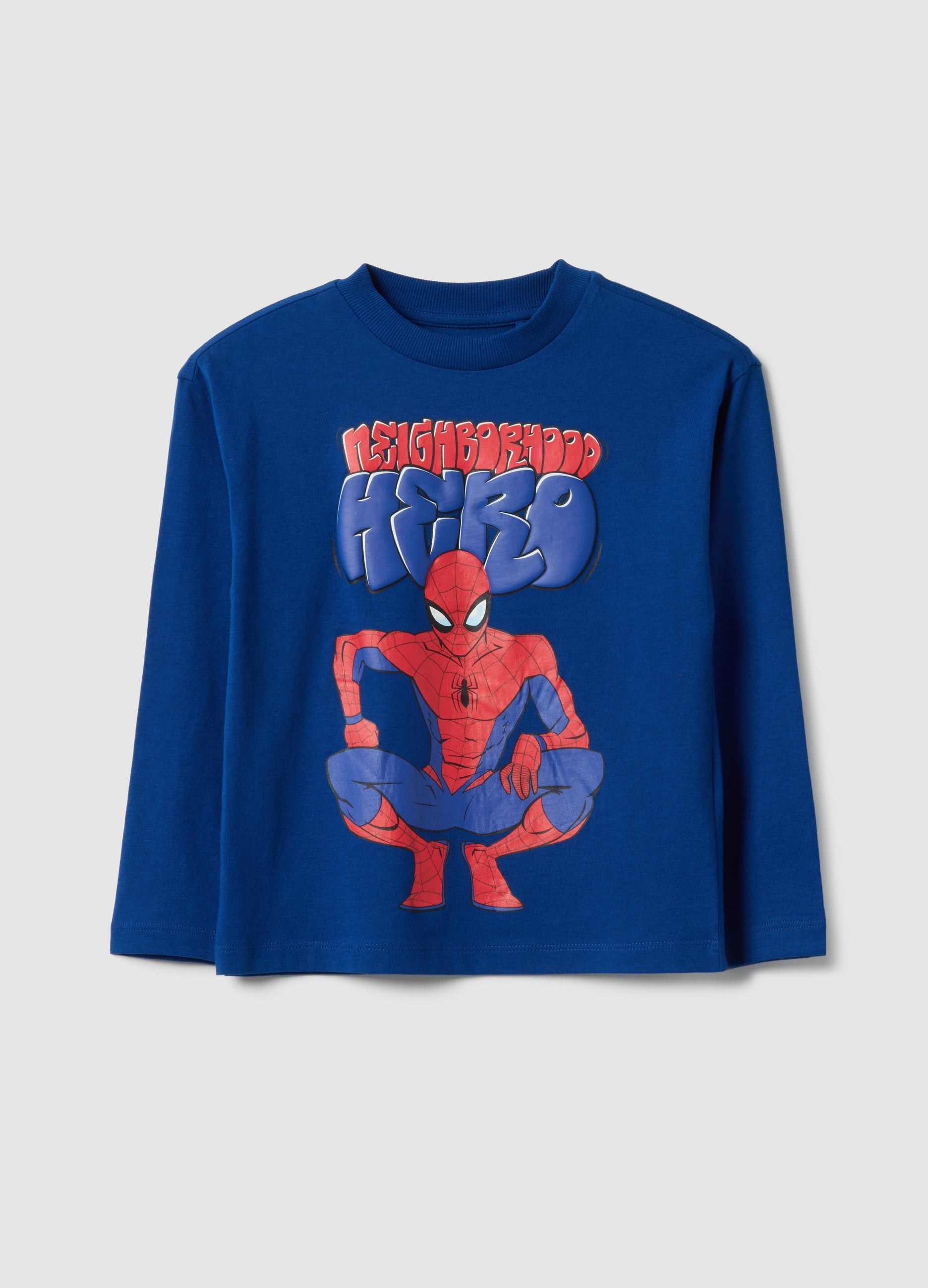 T-shirt Blu Da Bambino In Puro Cotone Con Stampa Marvel Spider-man Over