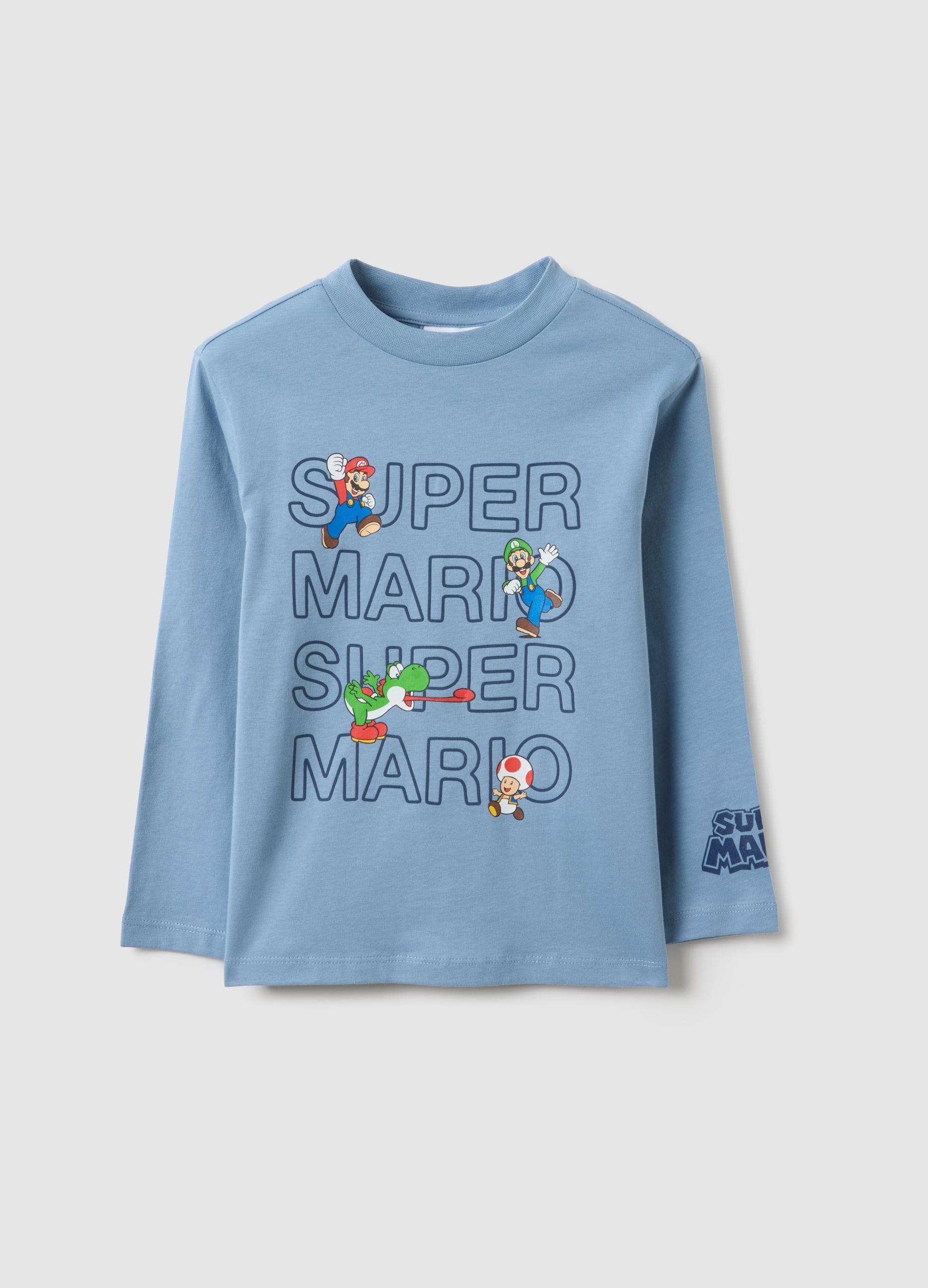 T-shirt In Puro Cotone Azzurra Regular Fit Per Bambino