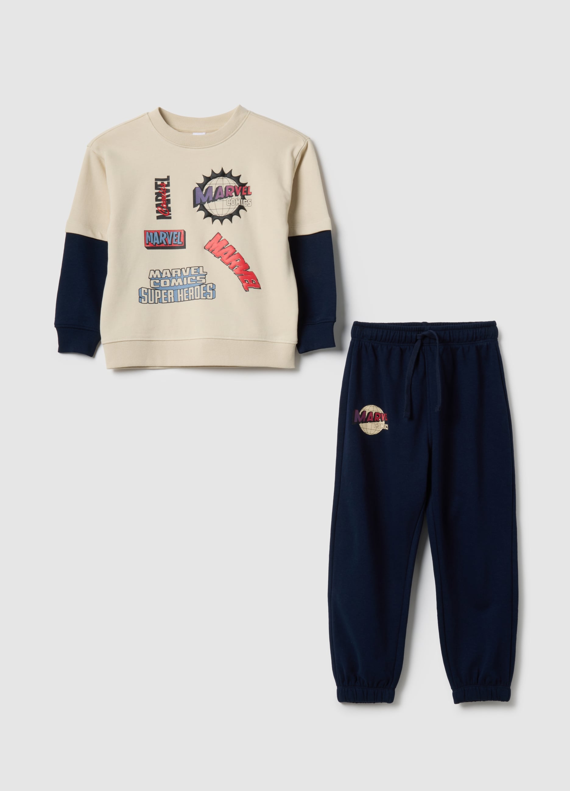 Set Felpa Pantalone Multicolor Da Bambino In Misto Cotone Over Fit
