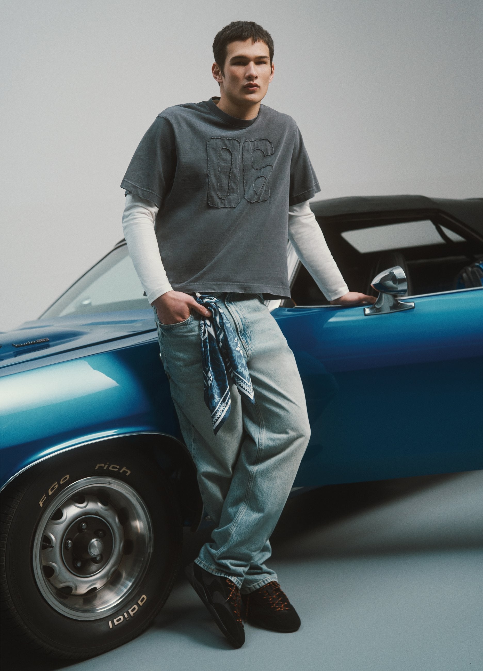Jeans Baggy Blu In Puro Cotone Elasticizzato