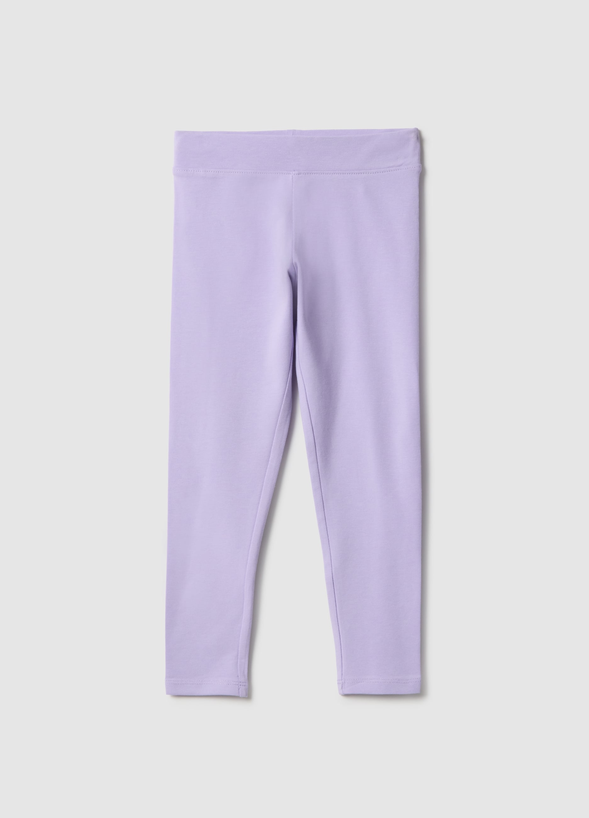 Leggings Viola Da Bambina In Cotone Elasticizzato Slim Fit