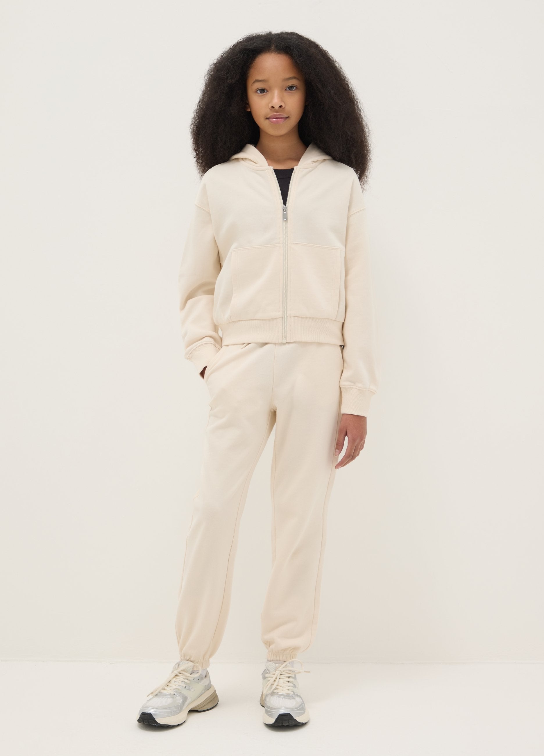 Pantaloni Da Ragazza In Puro Cotone Beige Regular Fit