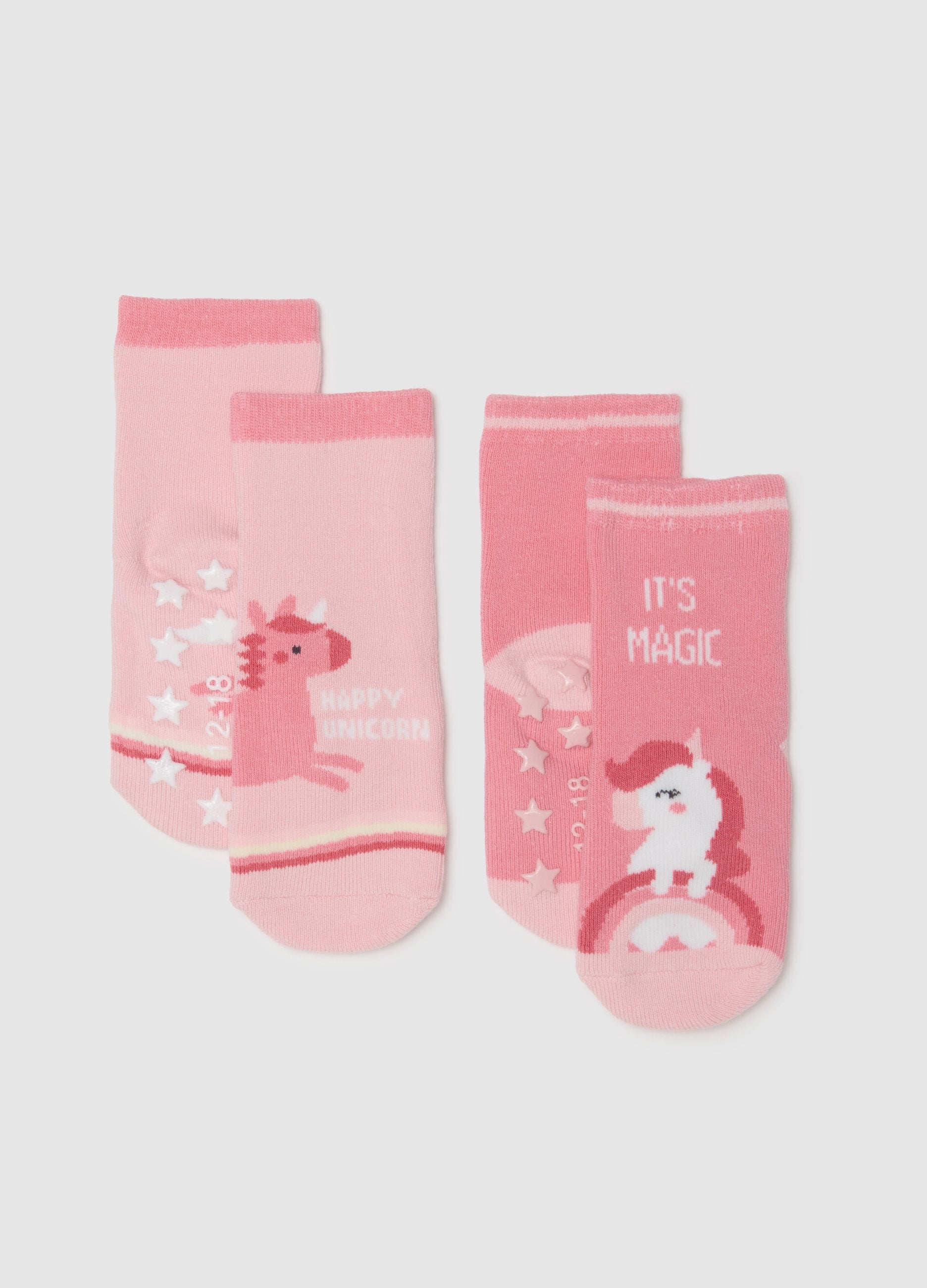 Bipack Calzini Rosa Da Neonata In Misto Cotone Con Disegni