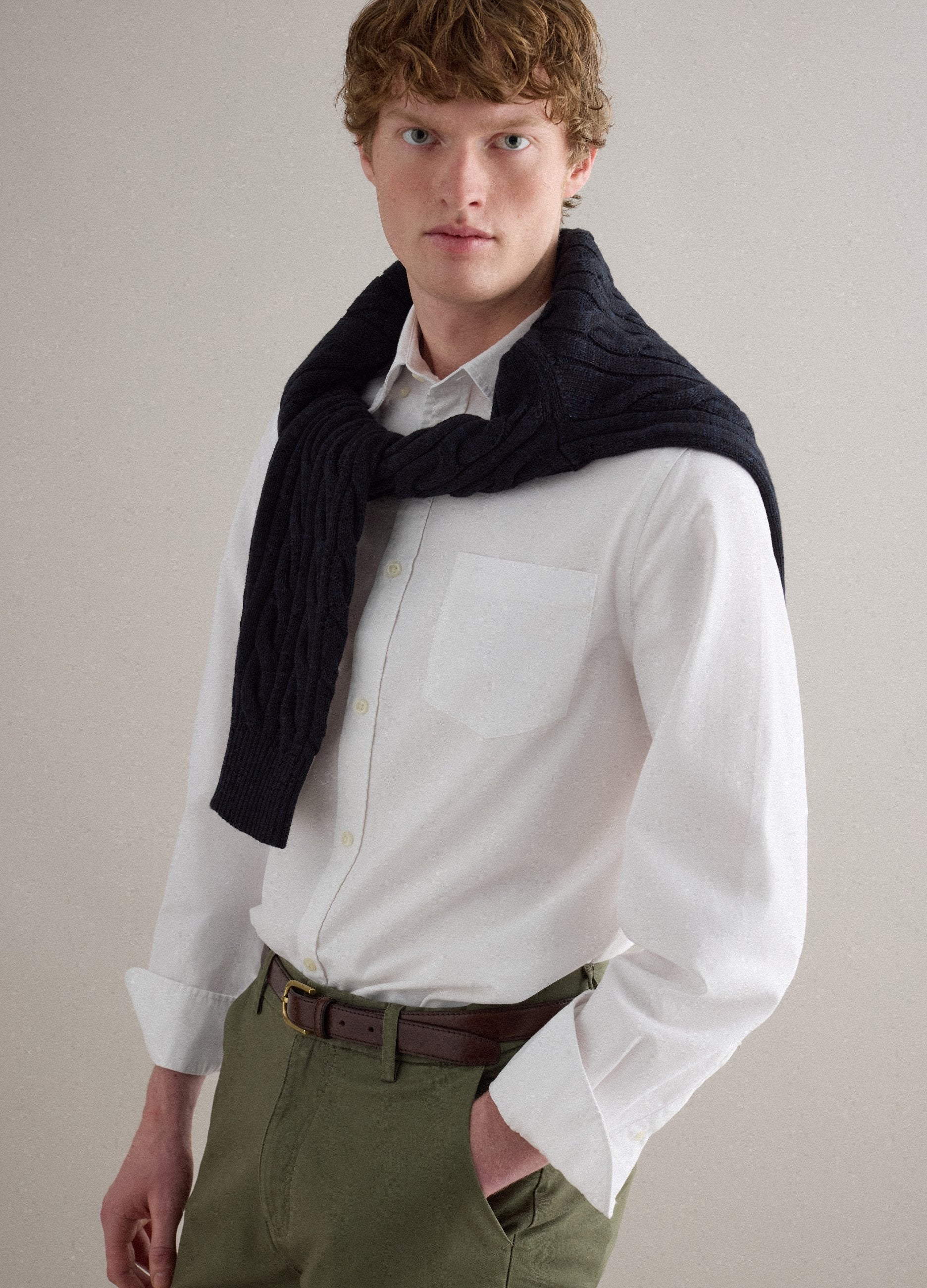 Camicia In Puro Cotone Bianca Regular Fit