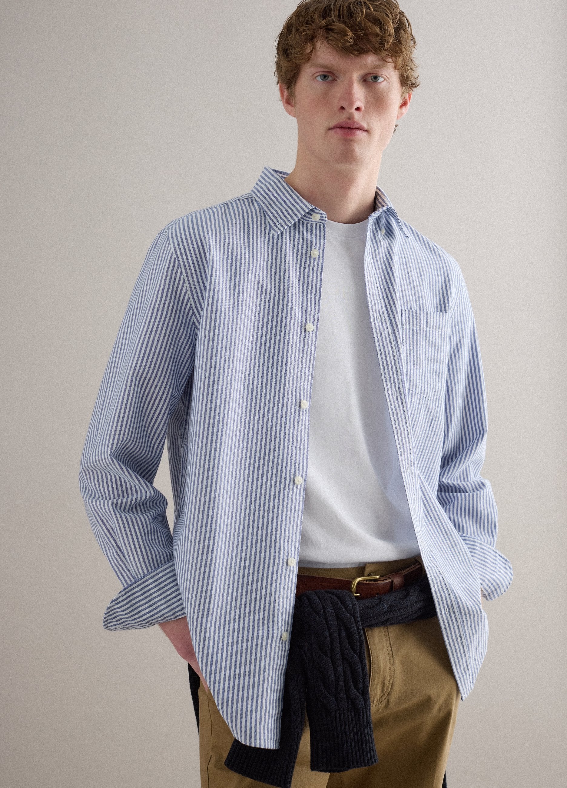 Camicia In Puro Cotone A Righe Multicolor Regular Fit