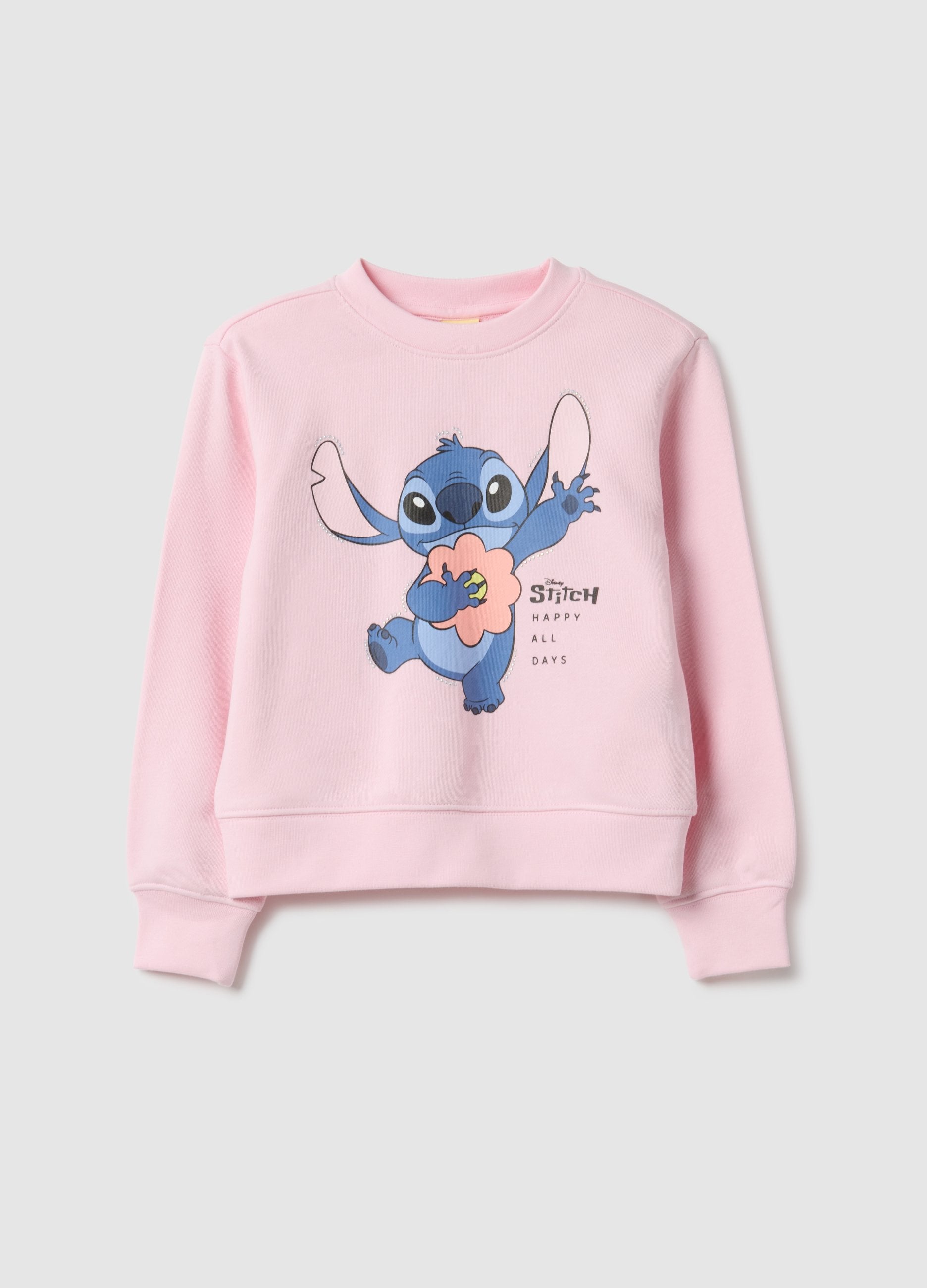 Felpa Rosa Da Bambina In Misto Cotone Regular Fit Con Stampa Disney