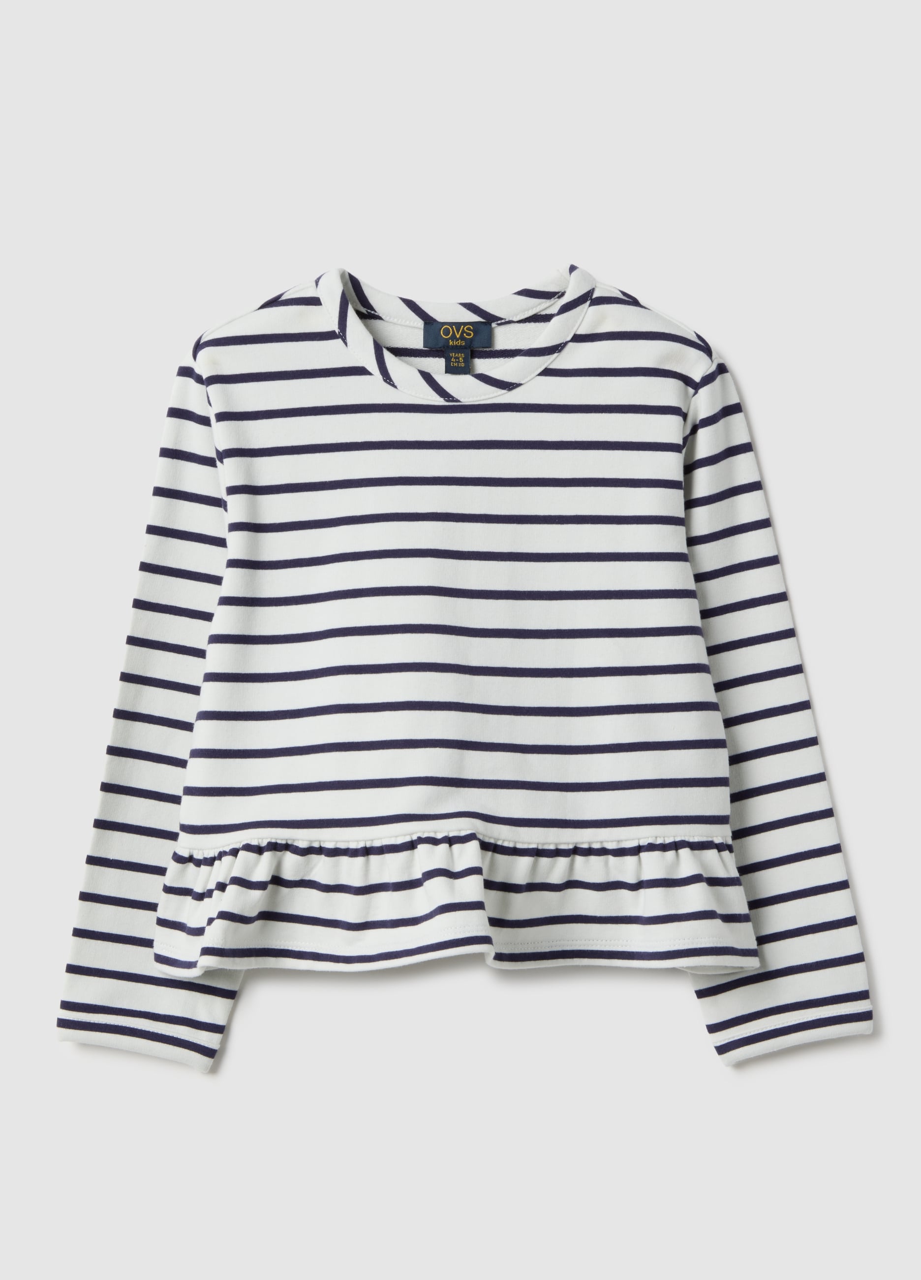 Maglia In Misto Cotone A Righe Multicolor Da Bambina Vestibilità Fitted