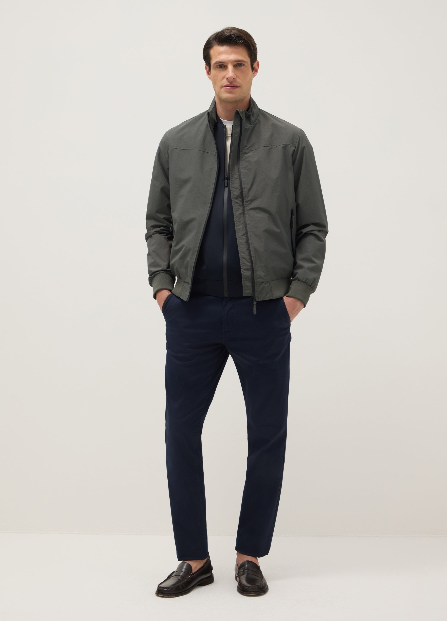 Giacca Bomber Verde Regular Fit Con Zip