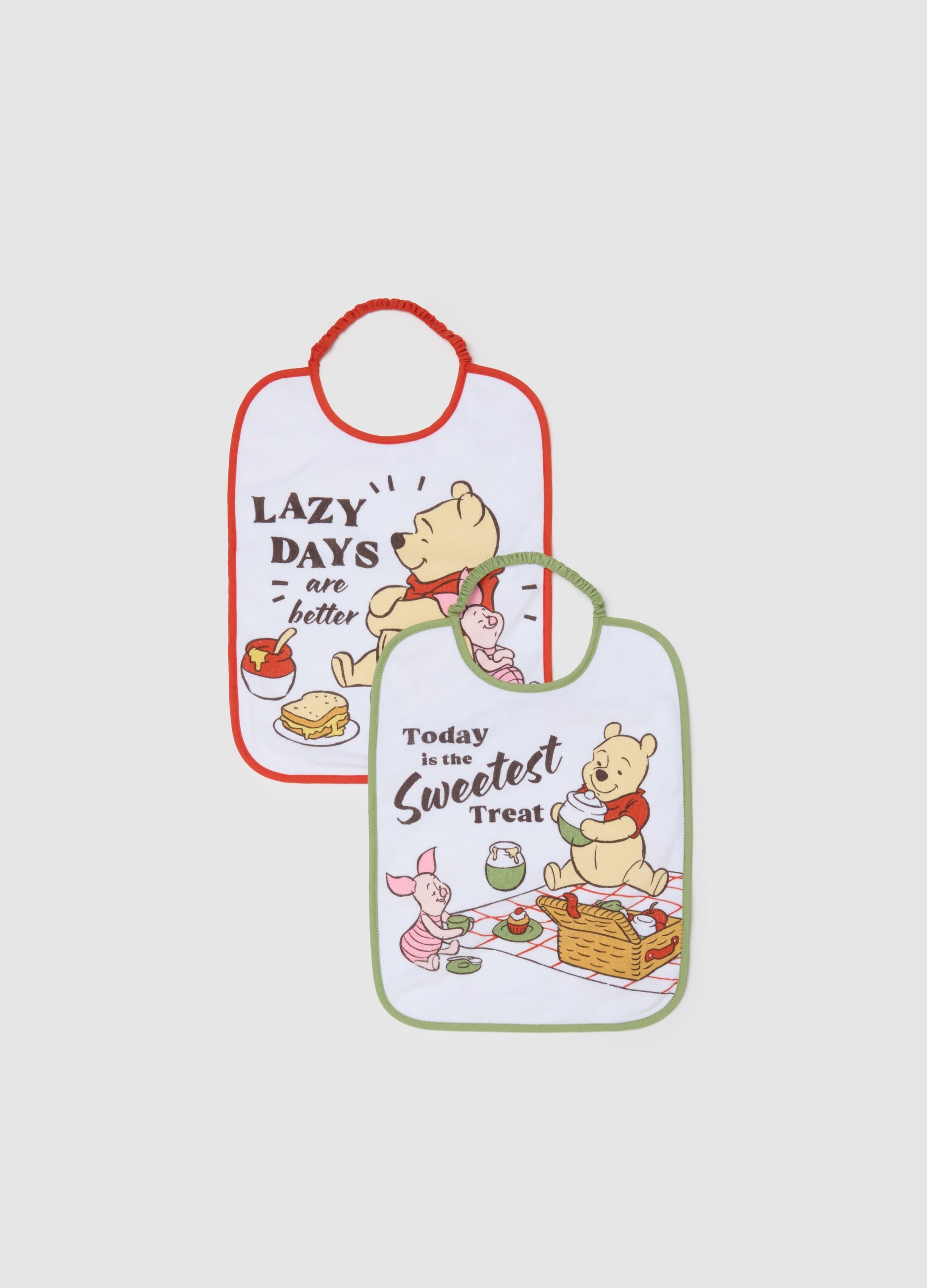 Bipack Bavette Per Neonate In Misto Cotone Bianche Con Winnie The Pooh