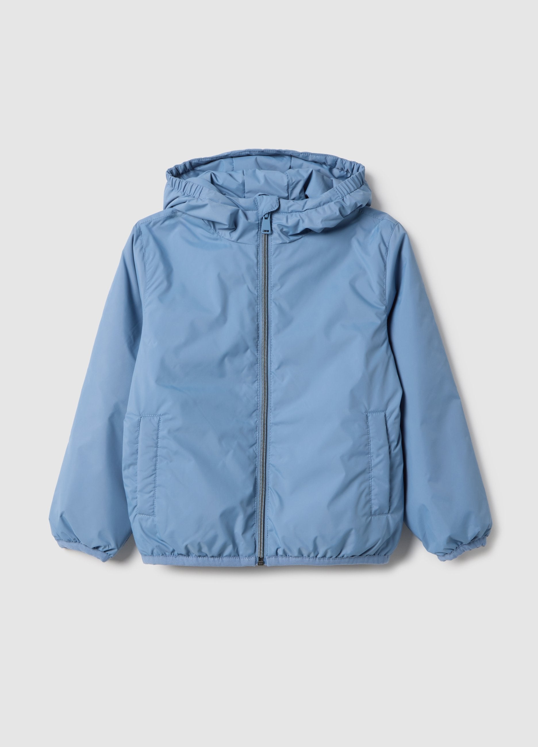 Giubbotto Ultralight In Tessuto Azzurro Regular Fit Per Bambino Con Cappuccio