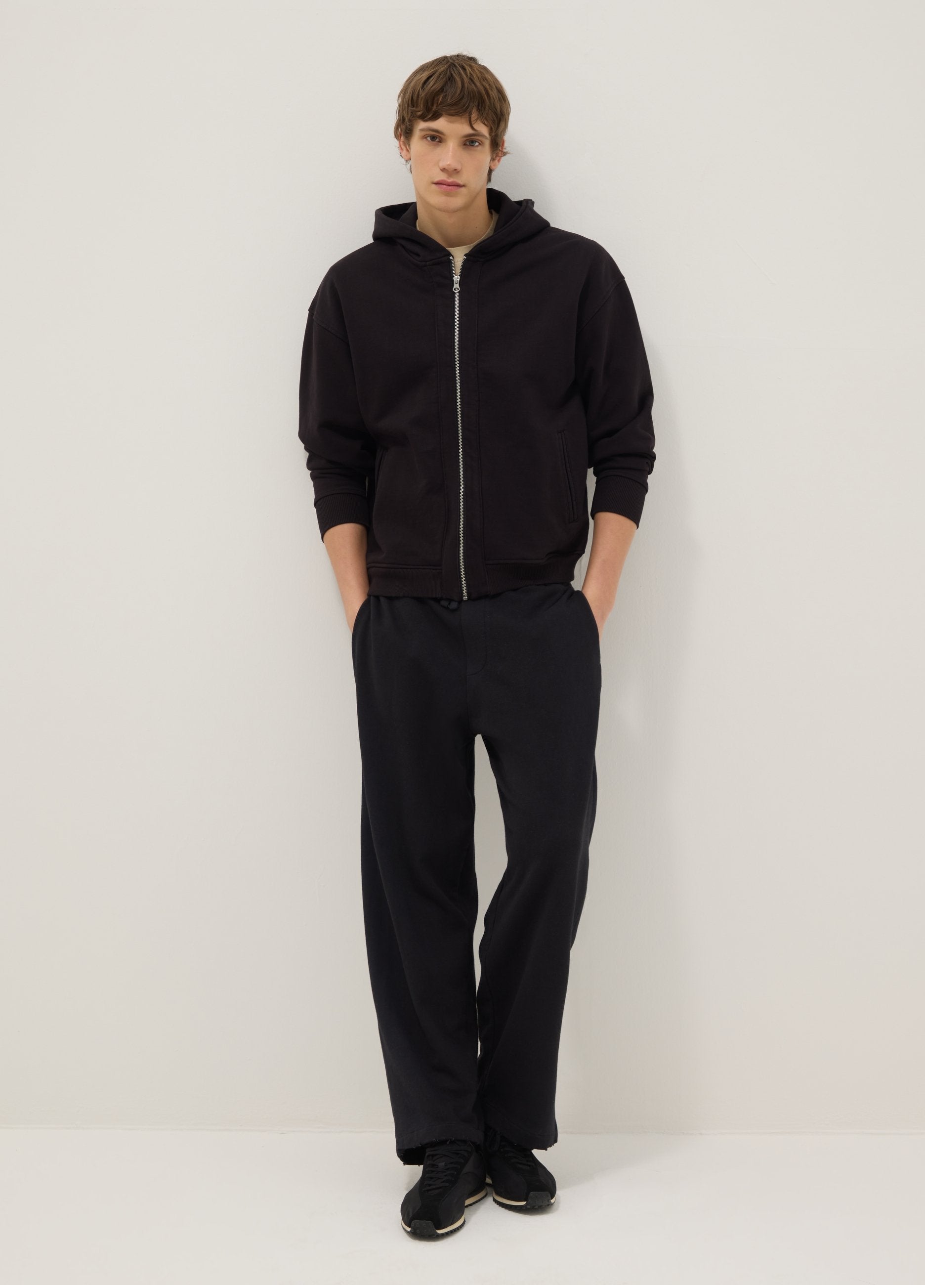 Pantaloni Jogger Neri In Misto Cotone Oversize Fit
