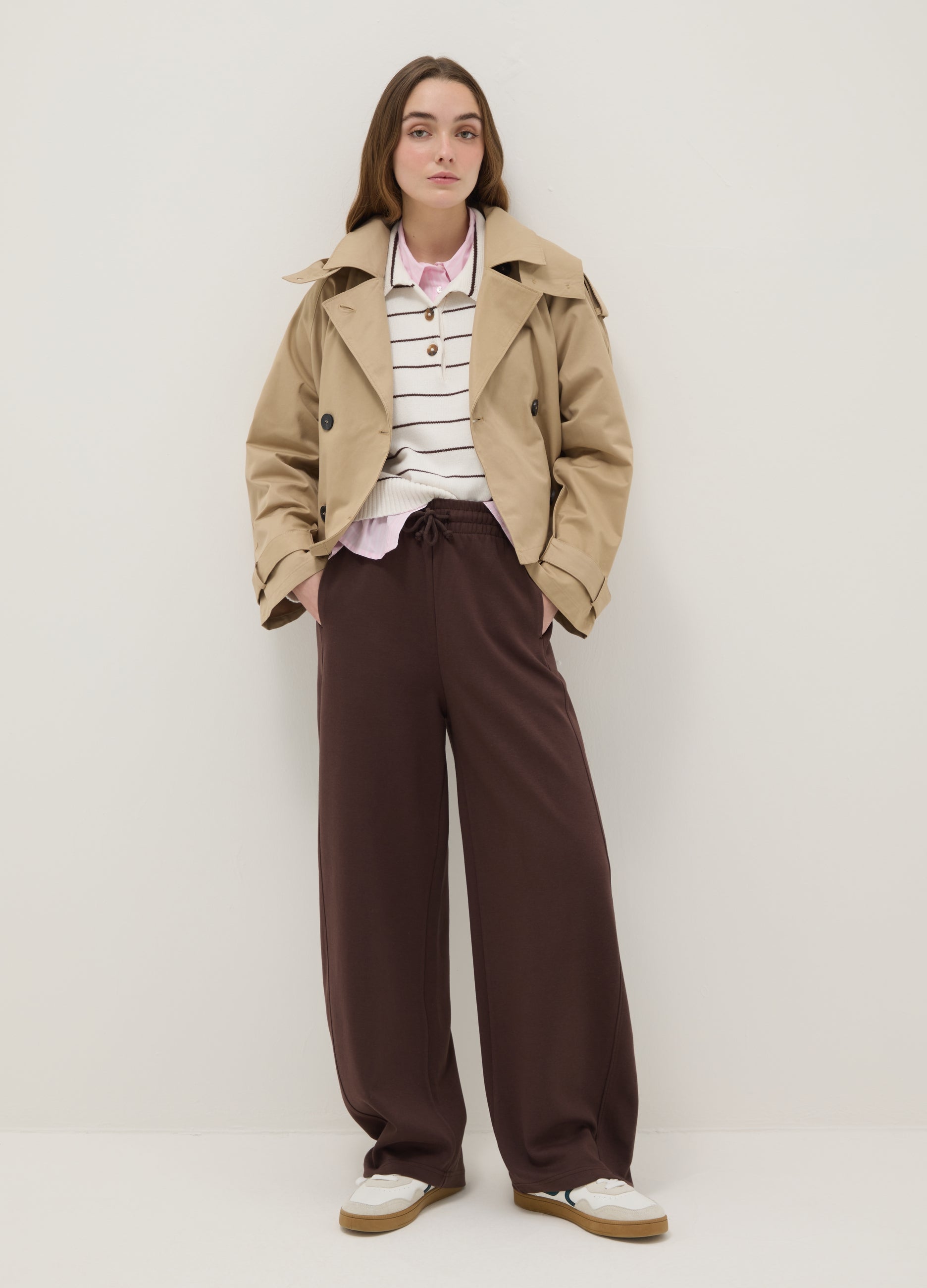 Giacca In Misto Cotone Beige Regular Fit Con Cappuccio