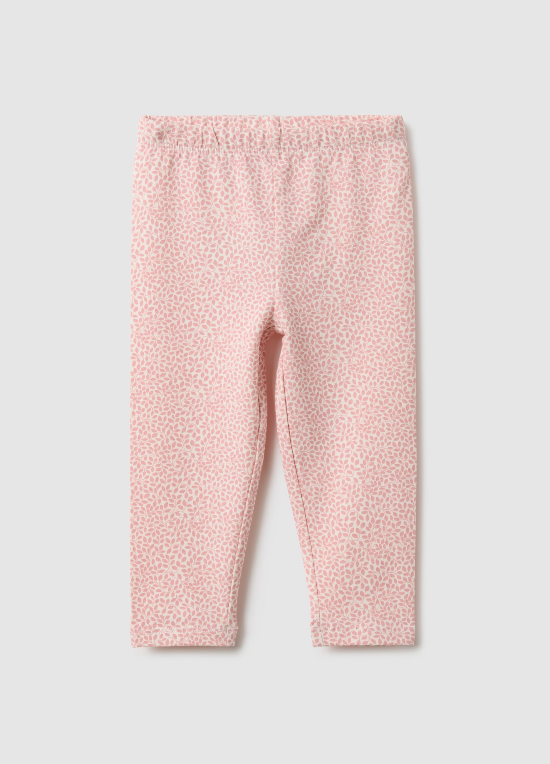 Leggings In Cotone Elasticizzato Rosa Slim Fit Per Bimba