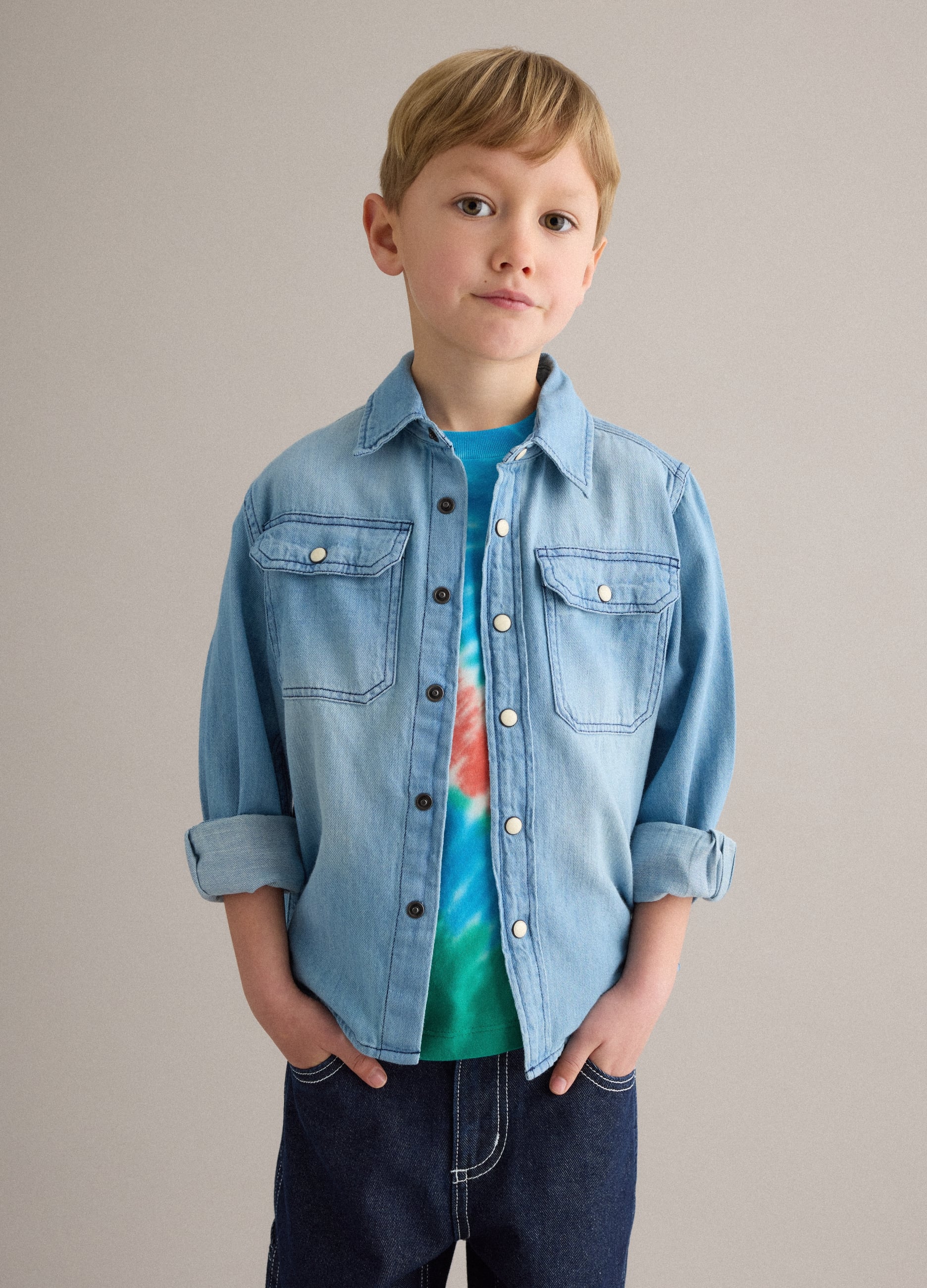Camicia Denim A Maniche Lunghe