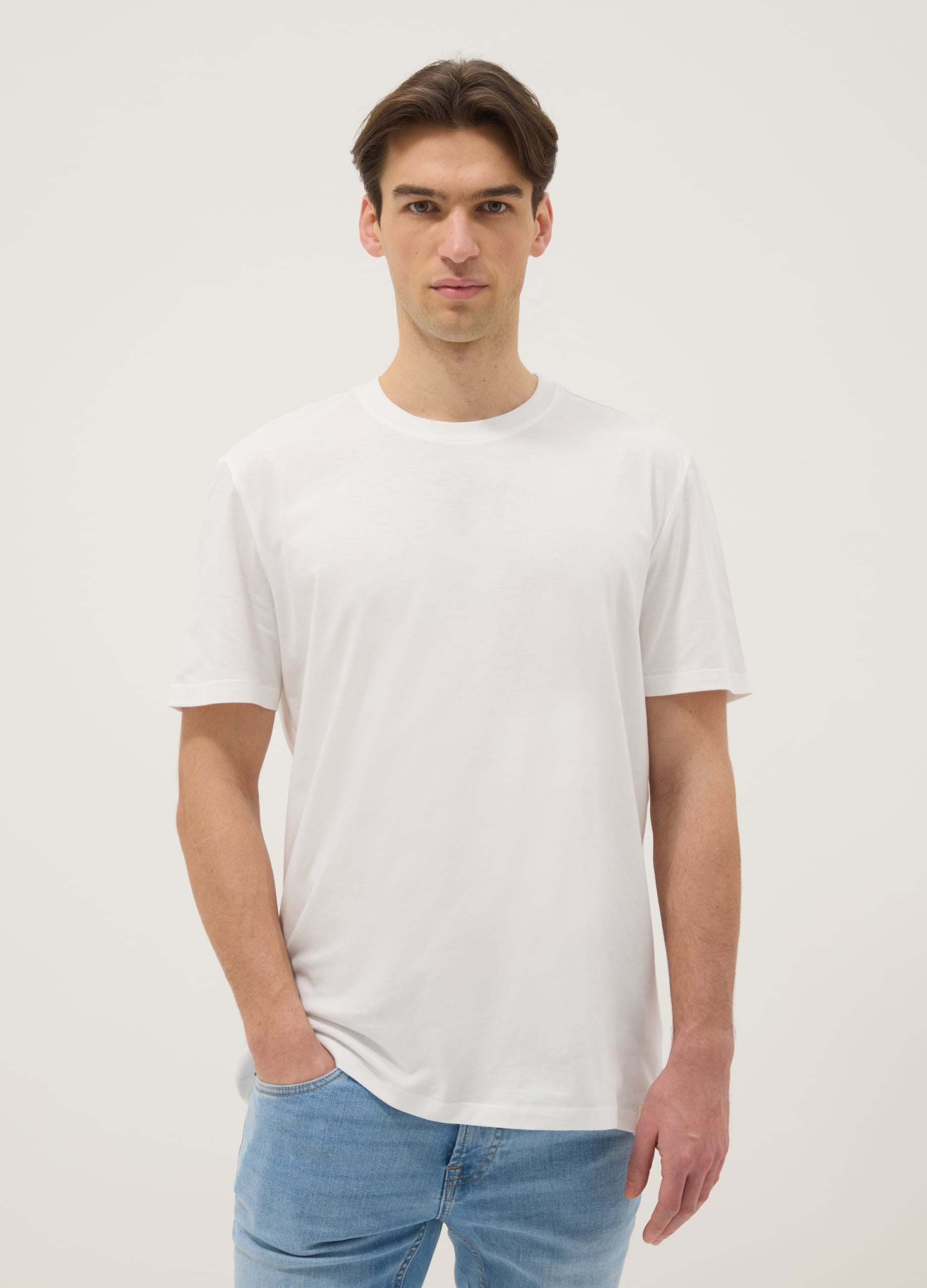 T-shirt Bianca In Puro Cotone Italiano