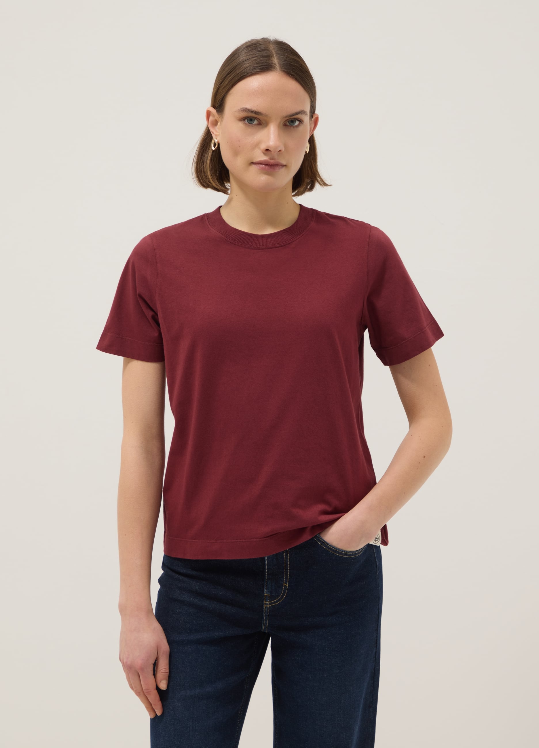 T-shirt Rossa Girocollo In Puro Cotone Italiano Regular Fit