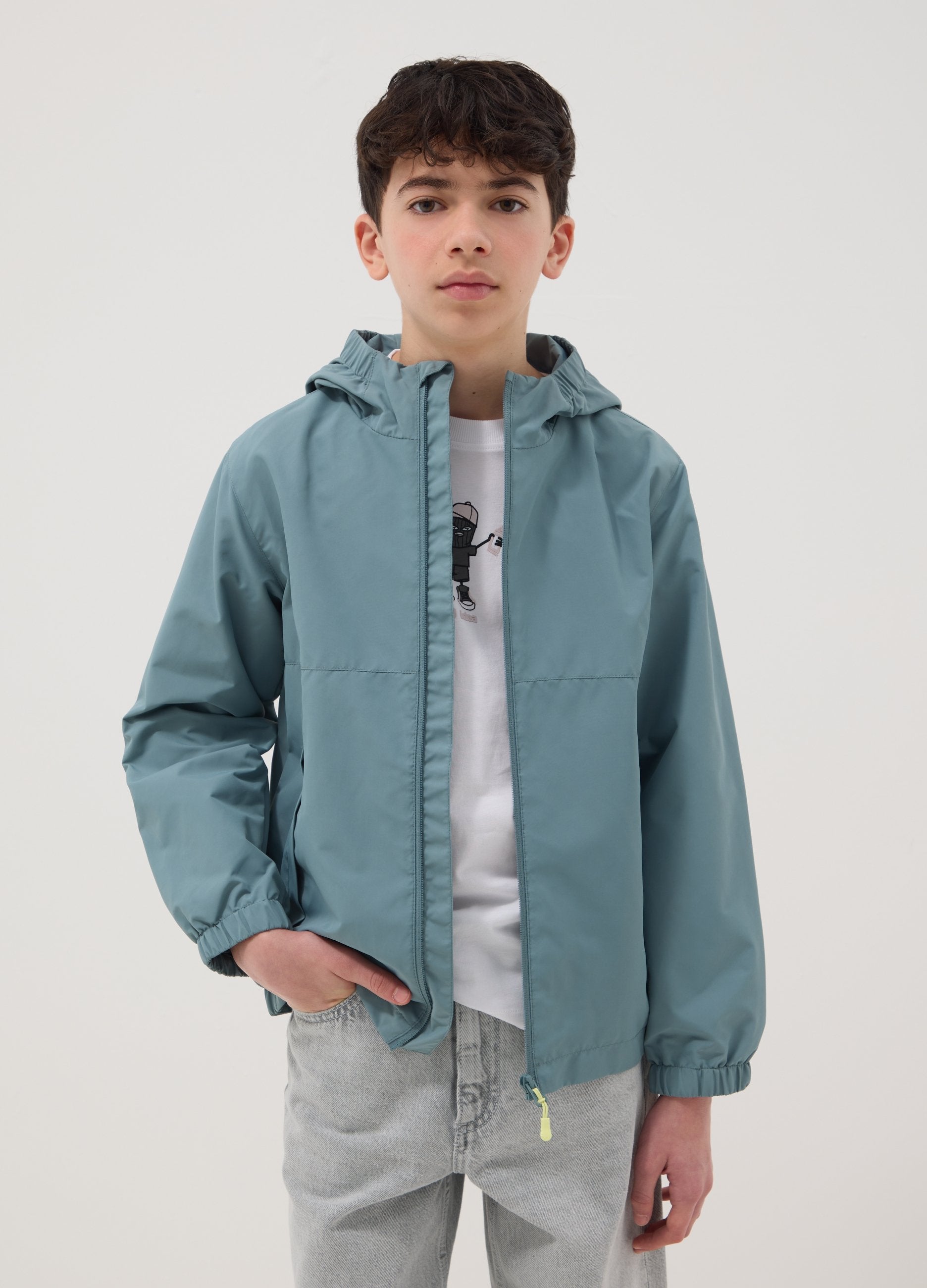 Giacca Azzurra Con Cappuccio Da Ragazzo Regular Fit