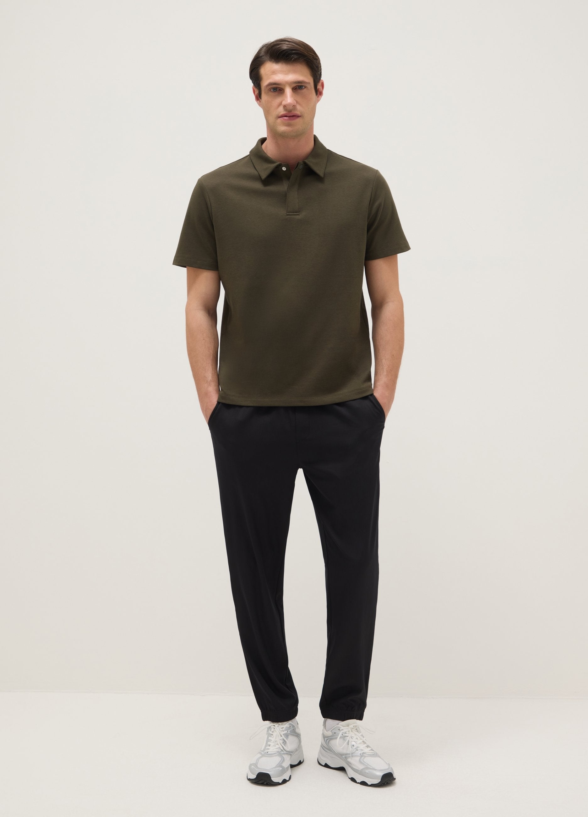 Polo A Maniche Corte In Misto Cotone Verde Regular Fit