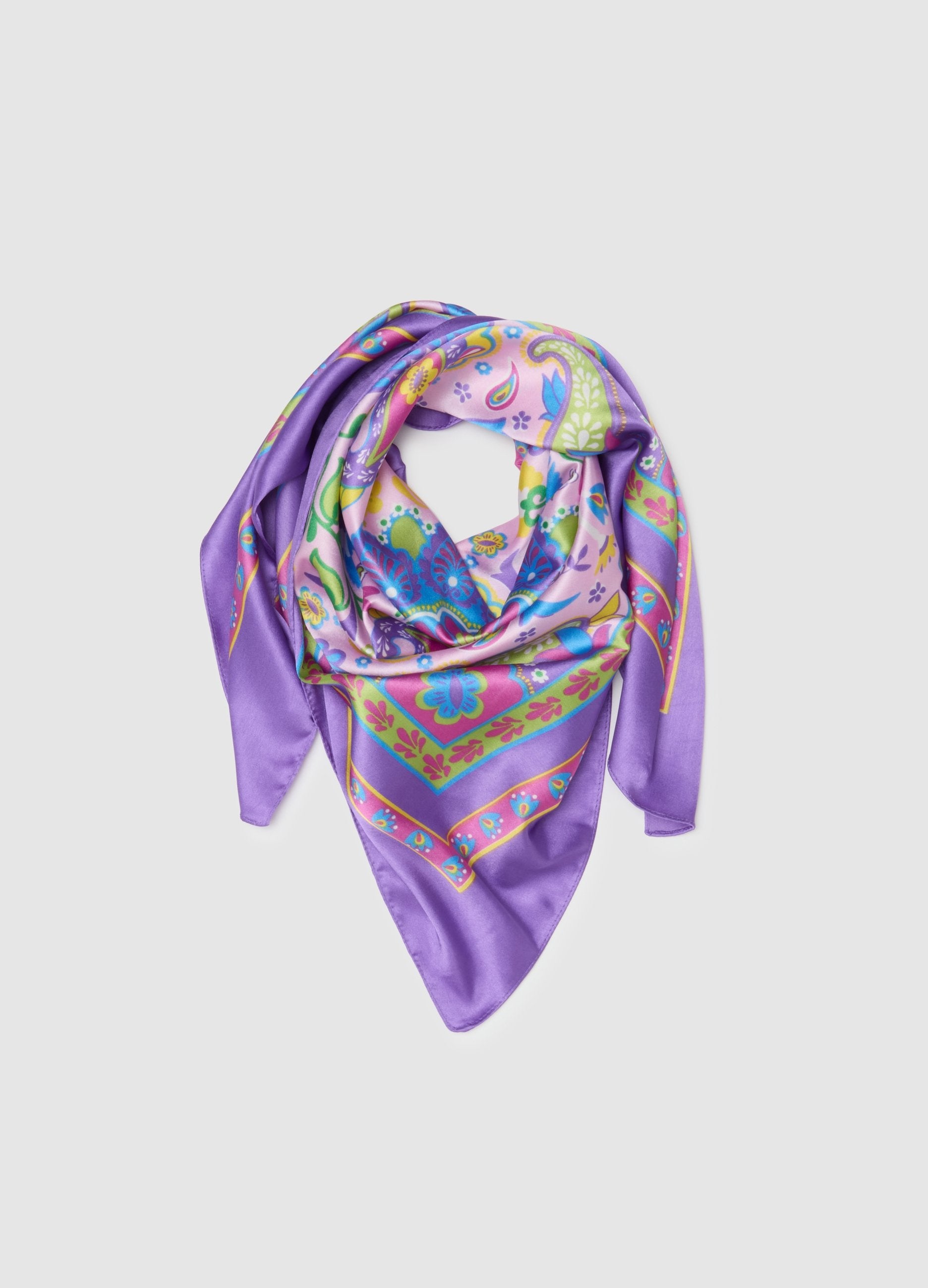 Foulard Multicolor Con Motivi Floreali