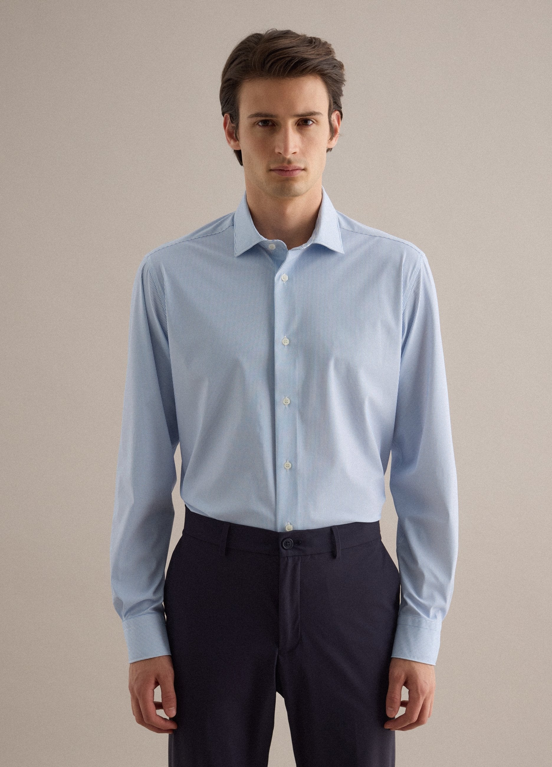 Camicia A Maniche Lunghe A Righe Multicolor Slim Fit