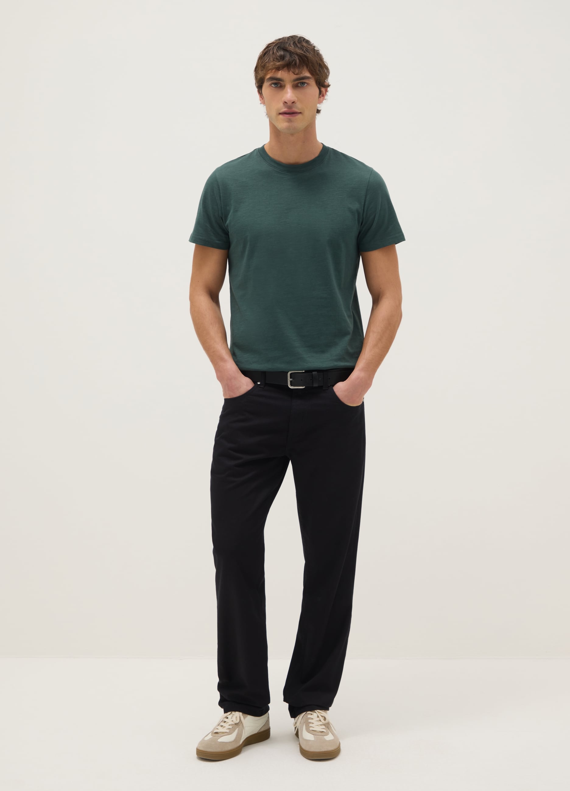 T-shirt In Puro Cotone Verde Regular Fit
