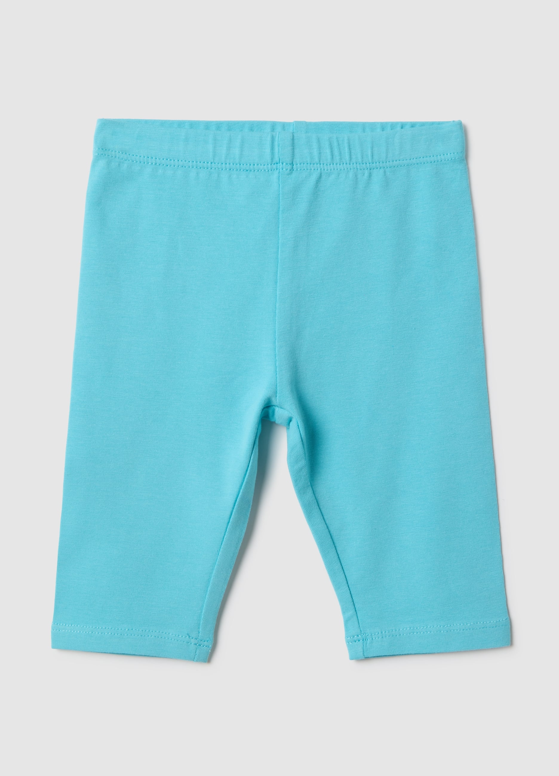 Leggings In Cotone Elasticizzato Azzurri Da Bimba Skinny Fit