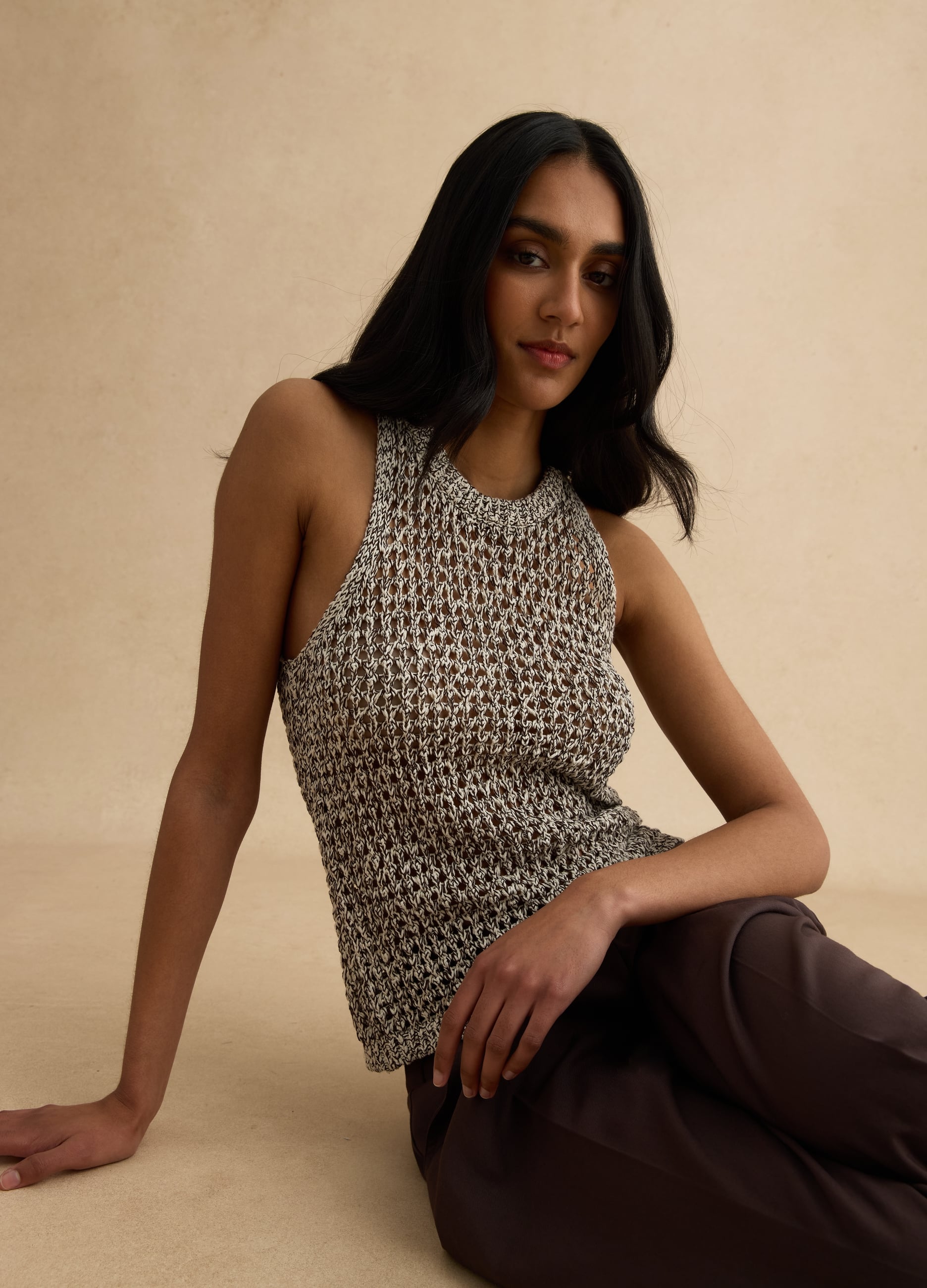 Tank Top In Misto Cotone Multicolor Regular Fit Con Design A Maglia