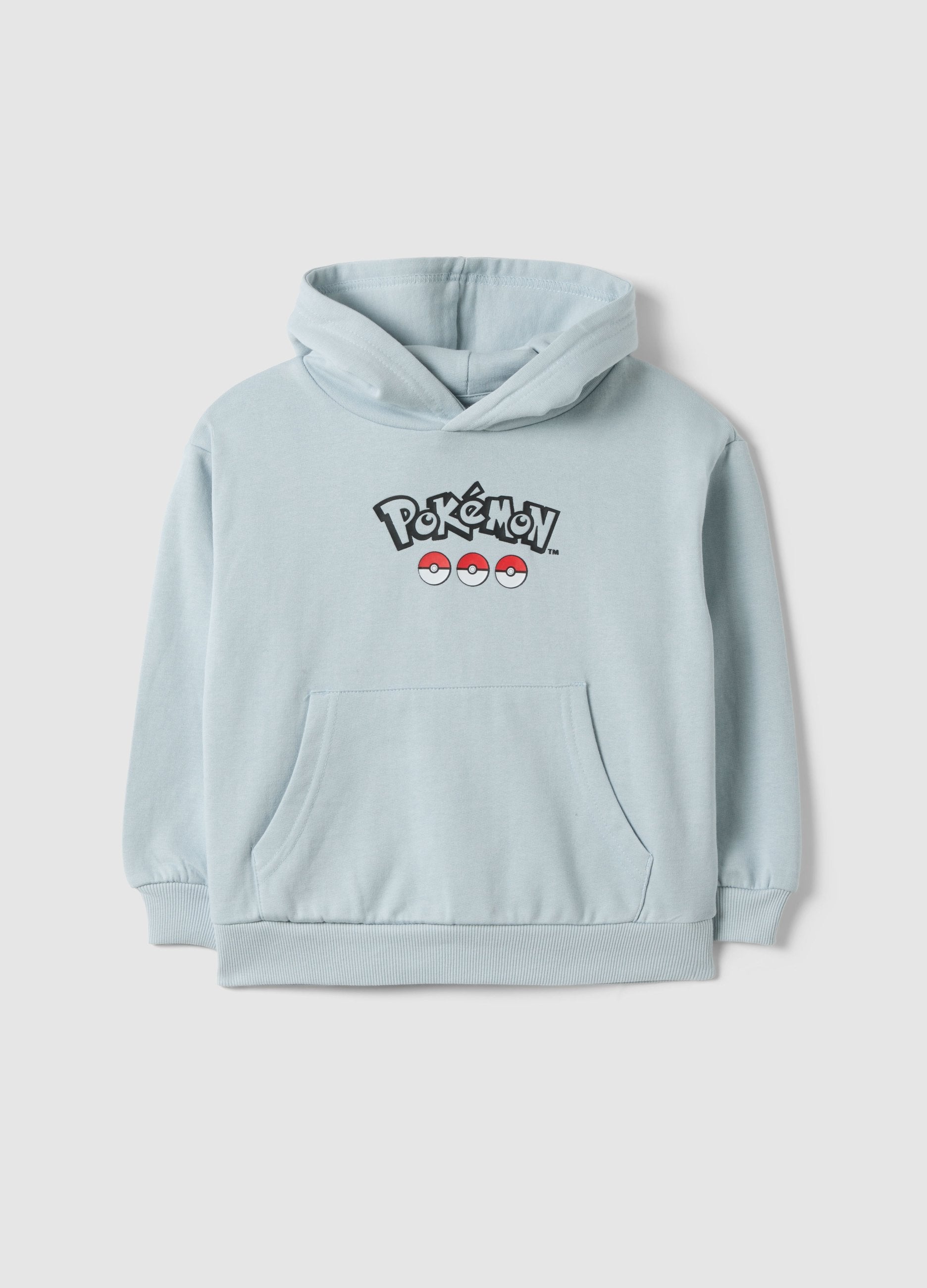 Felpa In Misto Cotone Azzurra Per Bambino Con Stampa Pikachu