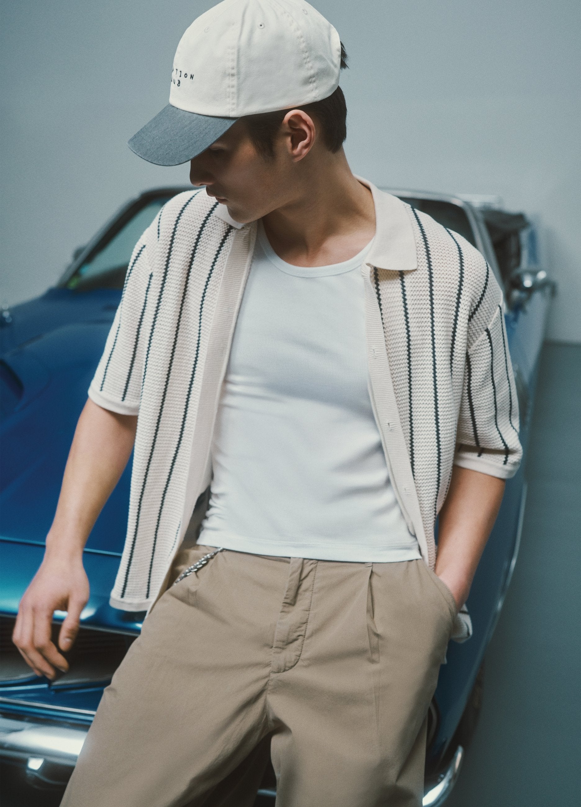 Polo In Puro Cotone A Righe Multicolor Regular Fit Con Collo Bowling