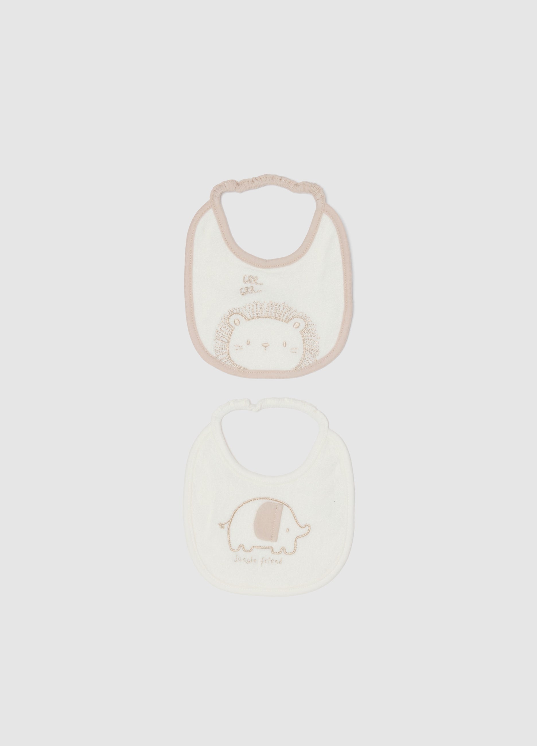 Bipack Bavette In Puro Cotone Multicolor Per Neonati Con Ricami