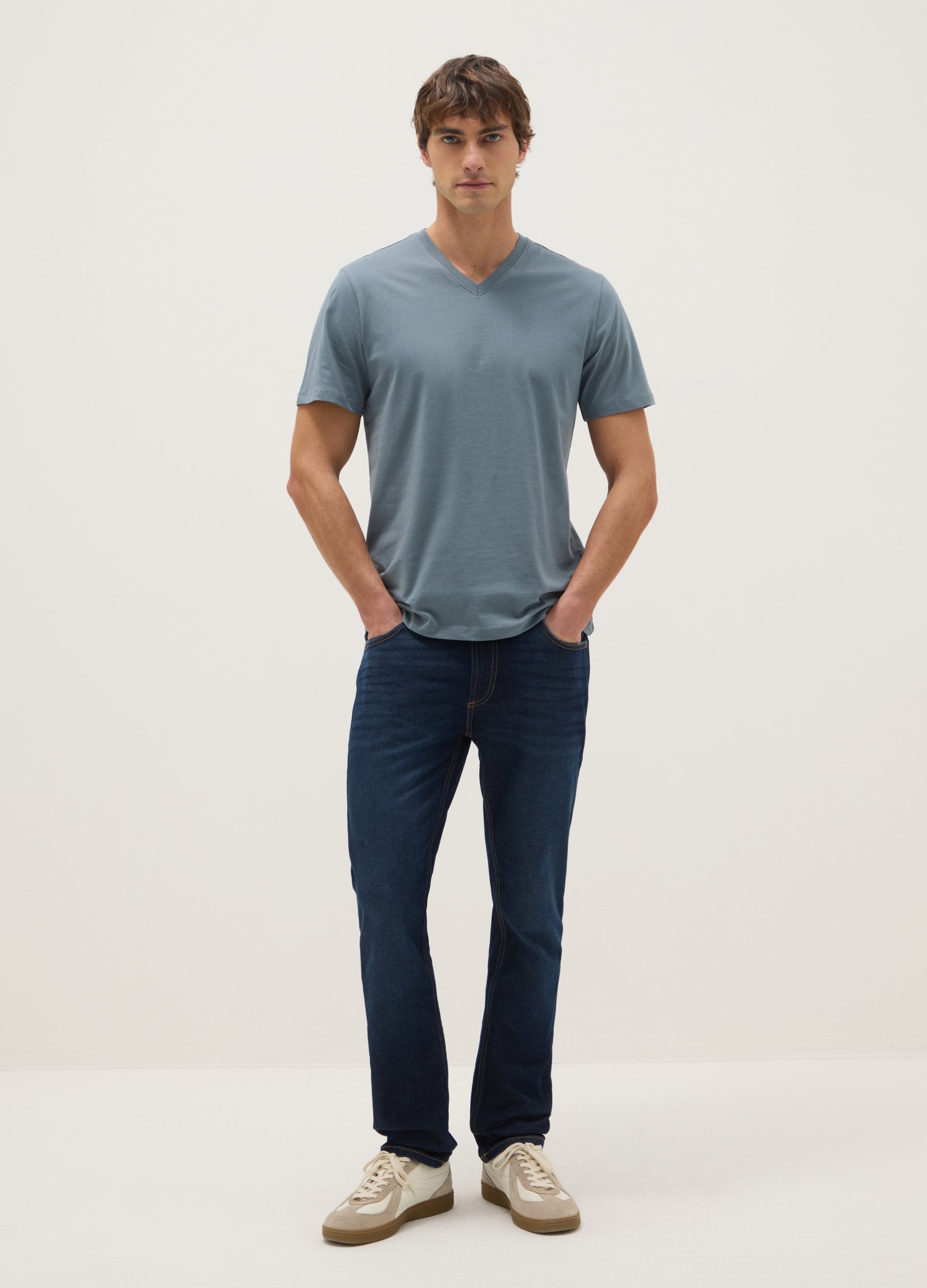 T-shirt In Puro Cotone Grigia Regular Fit