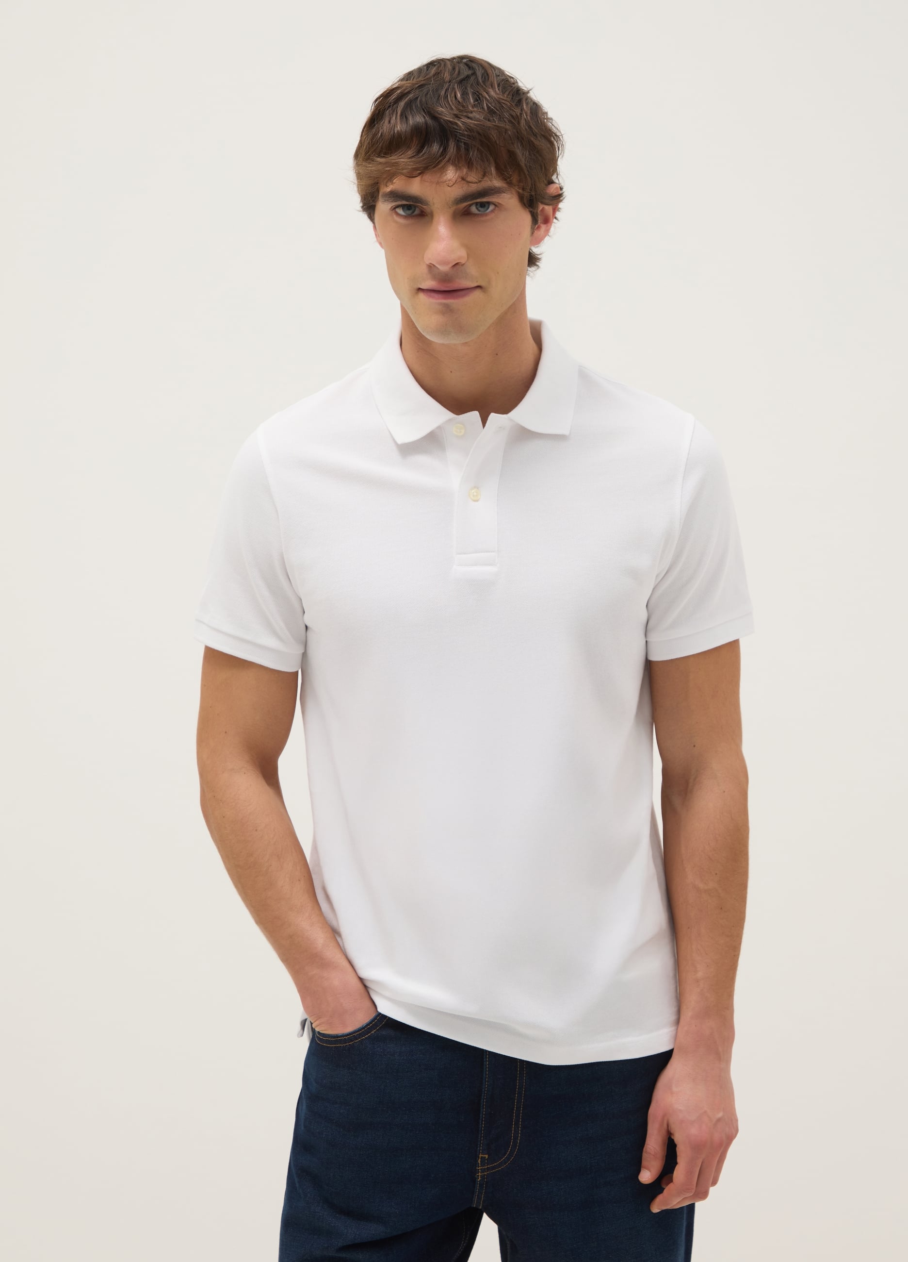Polo In Puro Cotone Bianca Regular Fit