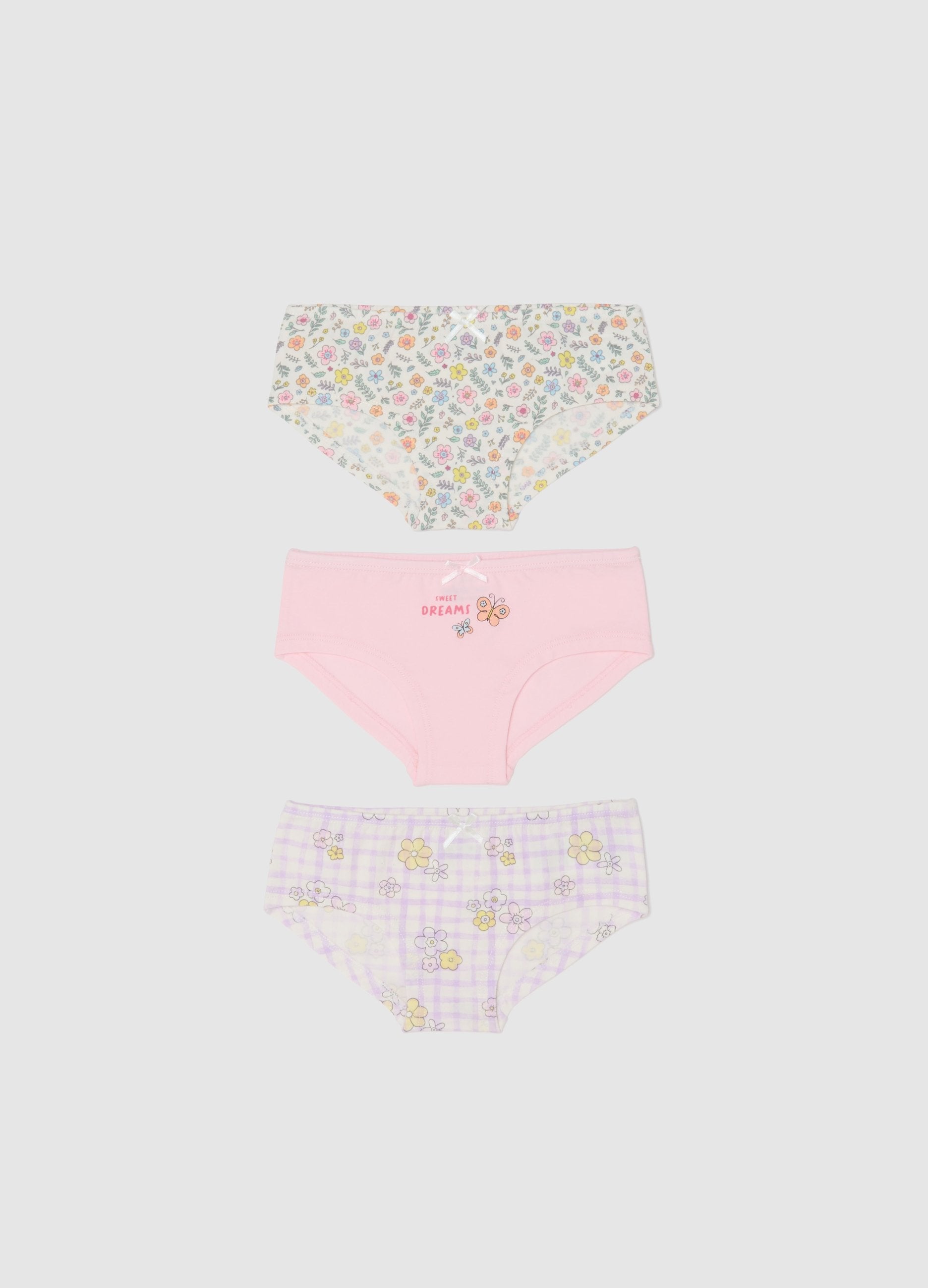 Tripack Mutandine In Misto Cotone Multicolor Da Neonata Con Fiori