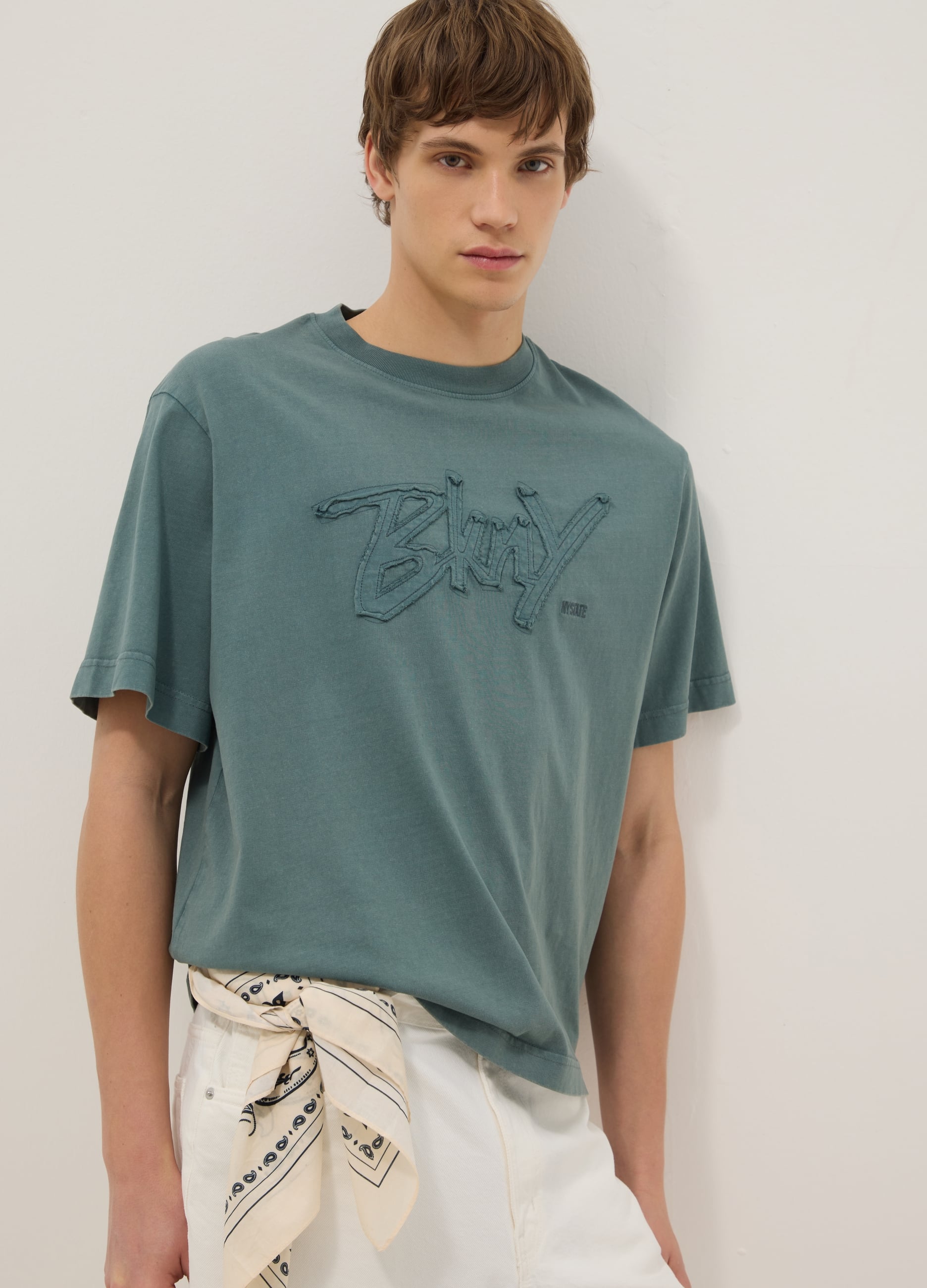 Maglia In Puro Cotone Verde Regular Fit