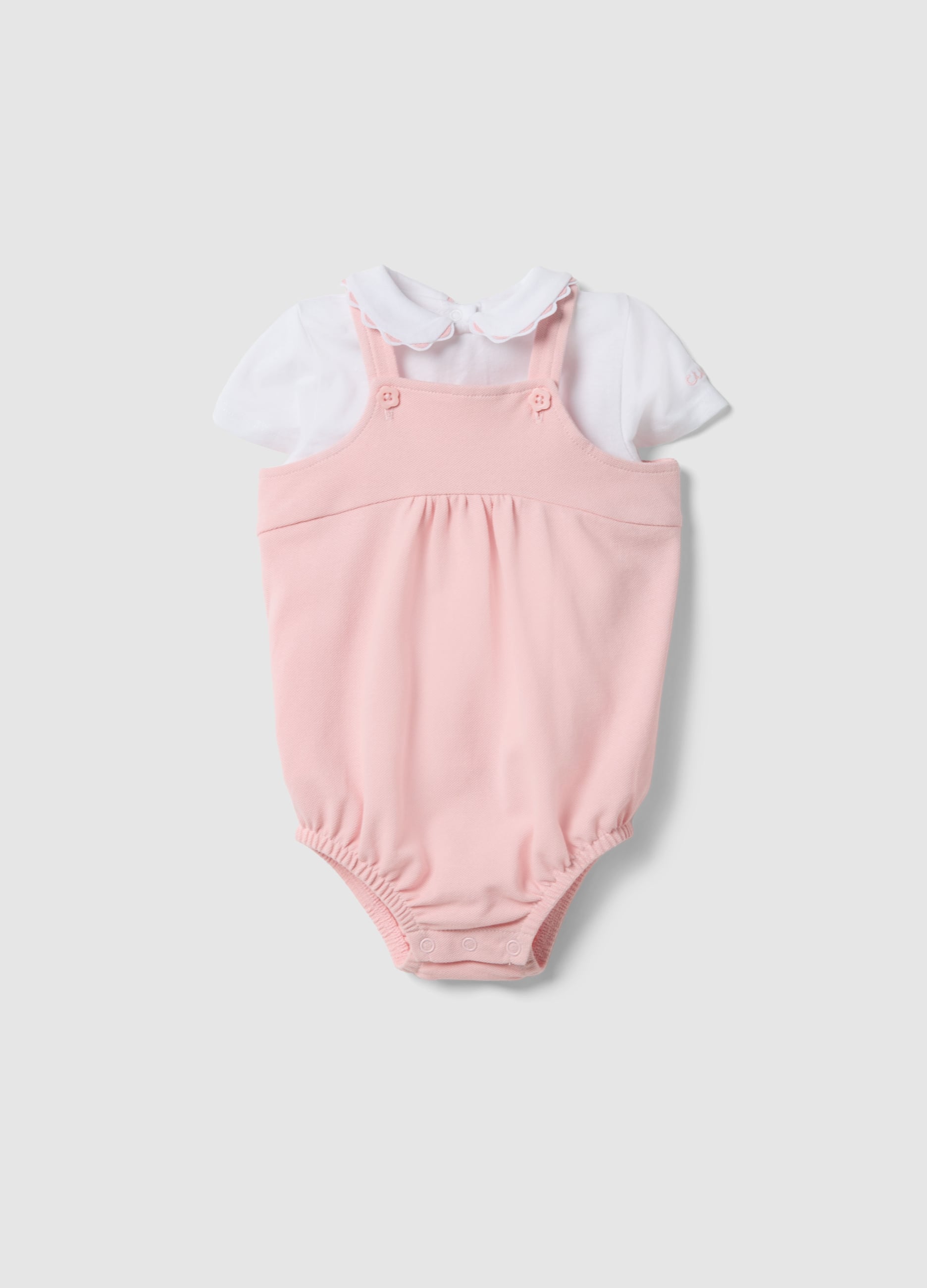 Set T-shirt Overall In Puro Cotone Multicolor Da Neonata