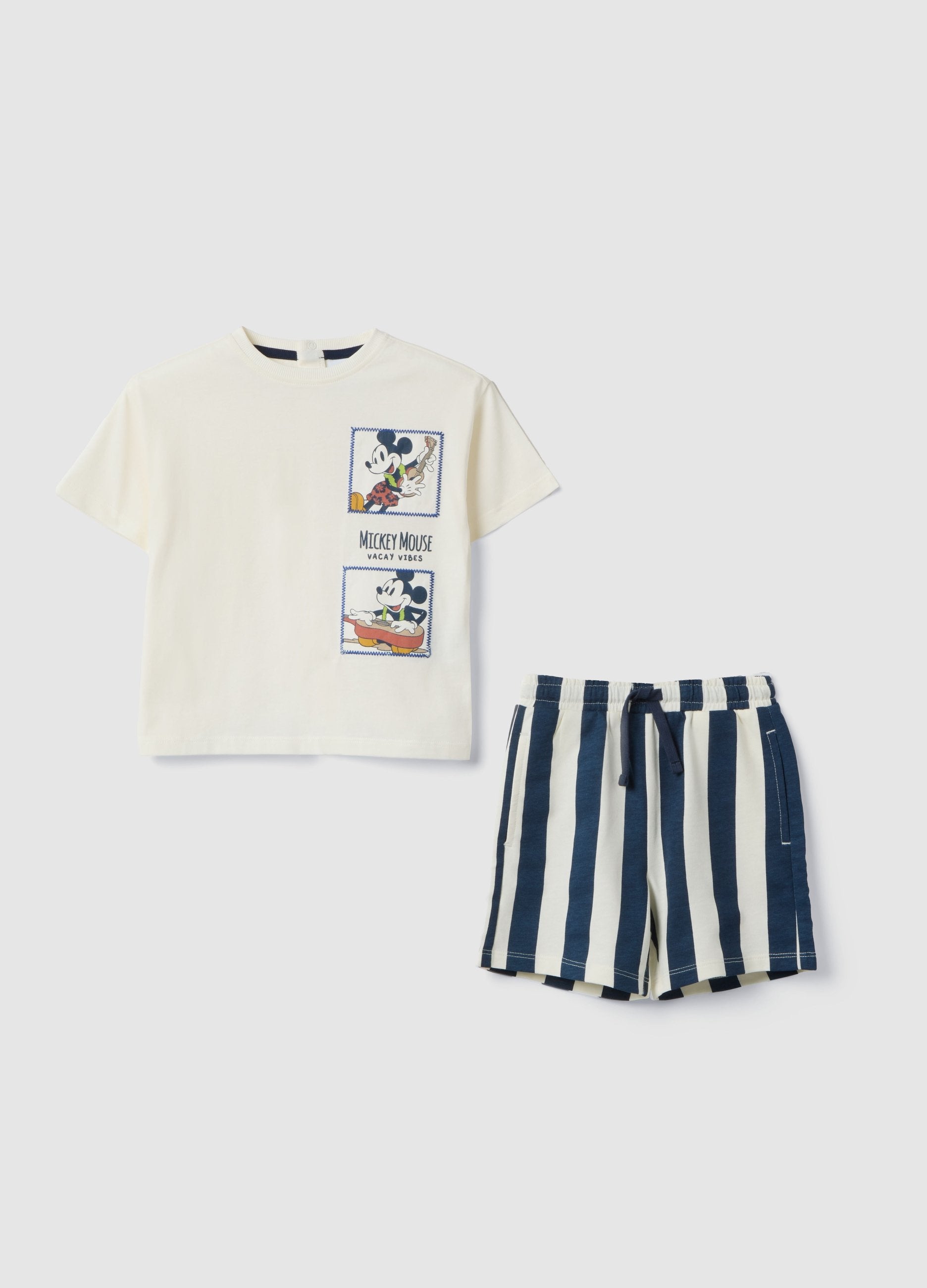 Set Maglia Pantaloncino In Puro Cotone Multicolor Da Bimbo Disney