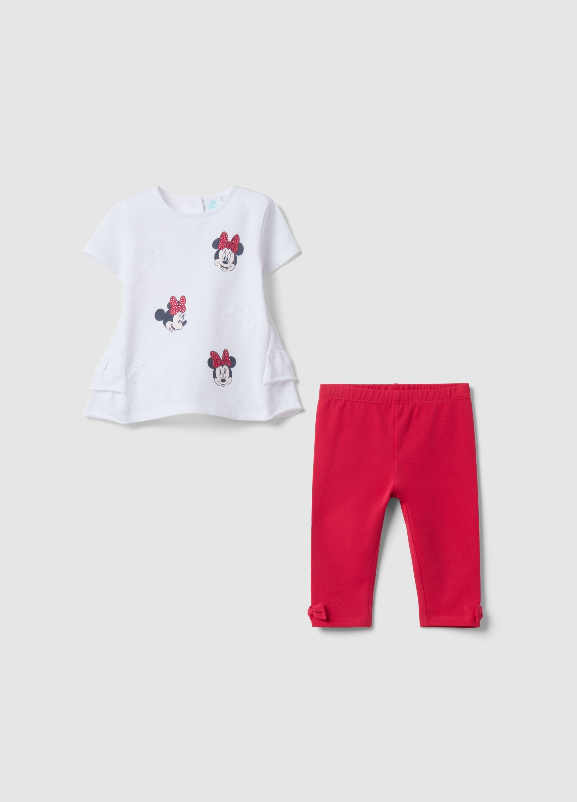 Set Maglia Di Minnie Pantalone In Cotone Elasticizzato Multicolor Da Bimba